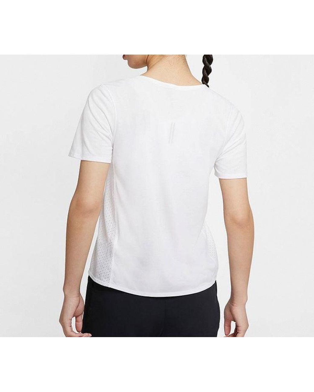 Nike White (Wmns) City Sleek Dri-Fit Quick Dry Running Short Sleeve