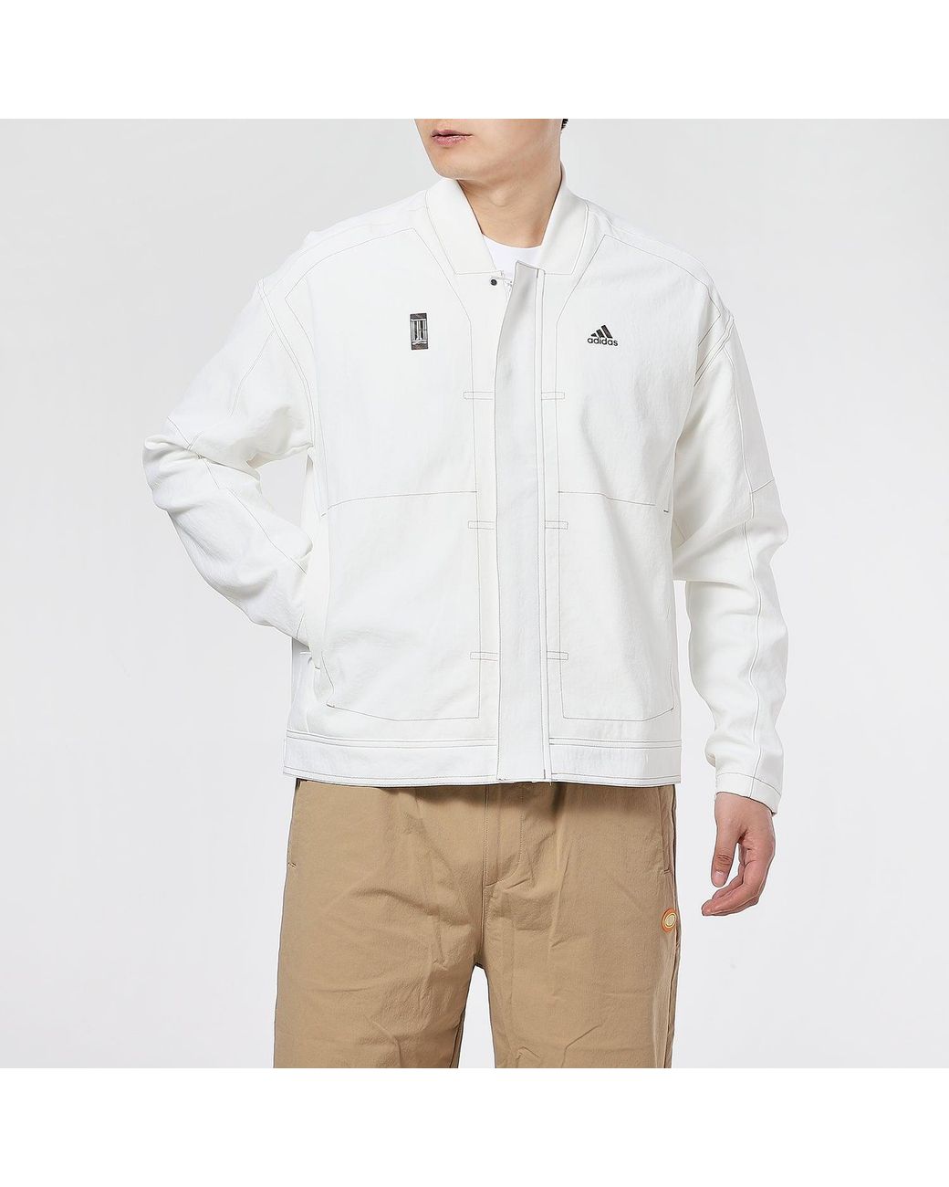 Adidas White Wj Jkt Denim Series Casual Sports Woven Jacket for men