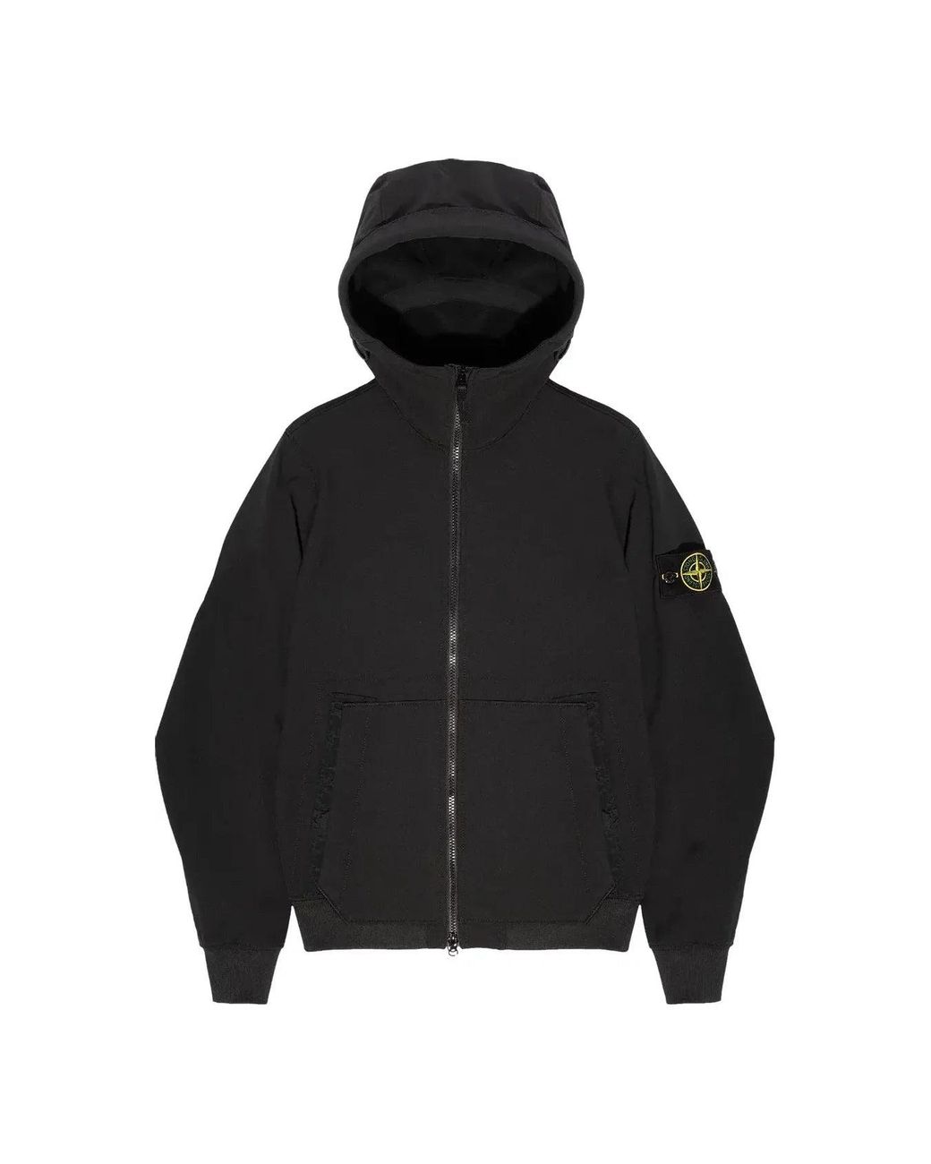 Stone Island Black Soft Shell Hooded Jacket for men
