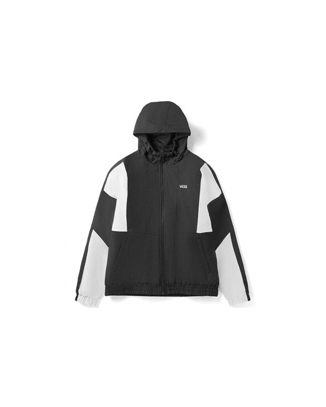 Vans Black Contrast Color Stitching Hooded Track Jacket Couple Style for men