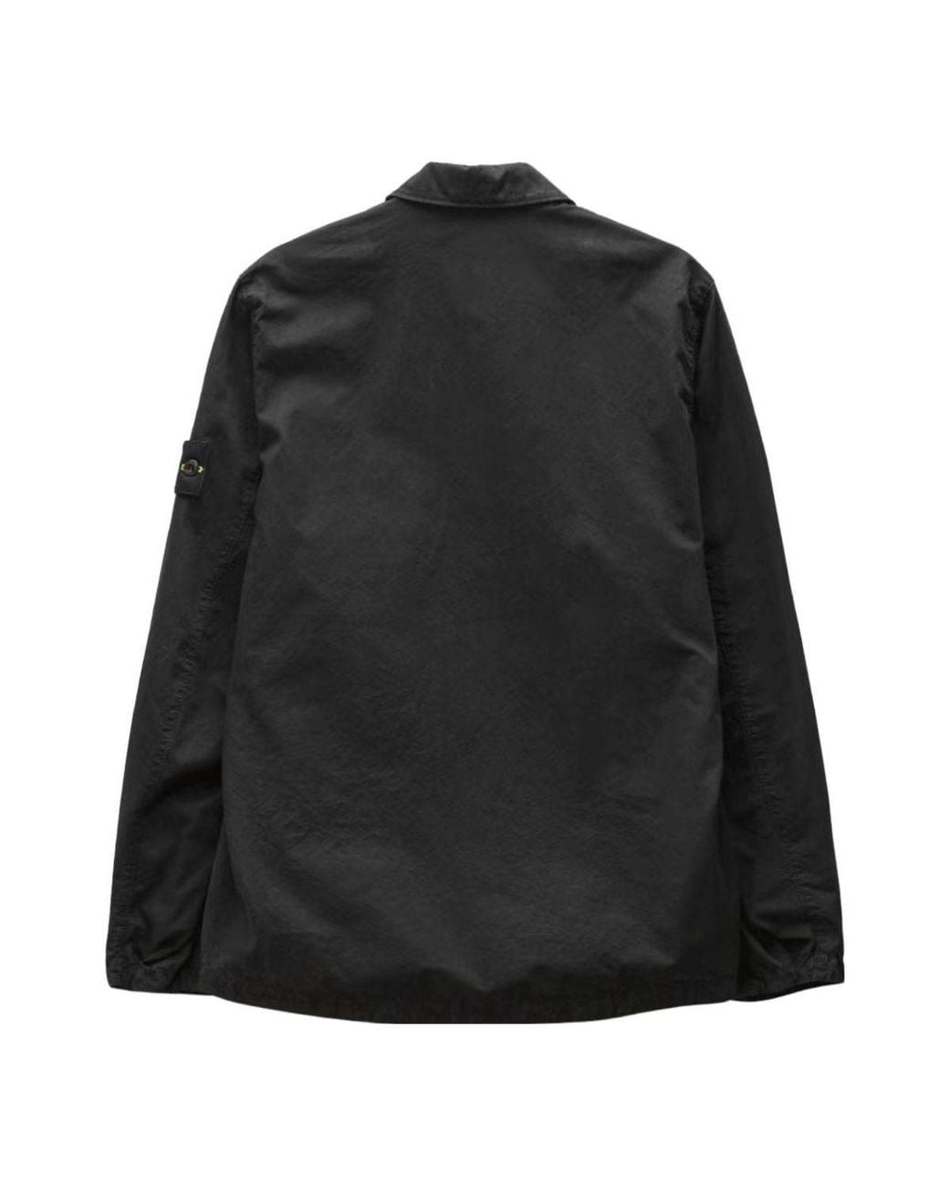 Stone Island Black Brushed Cotton Canvas Zip Shirt Jacket for men