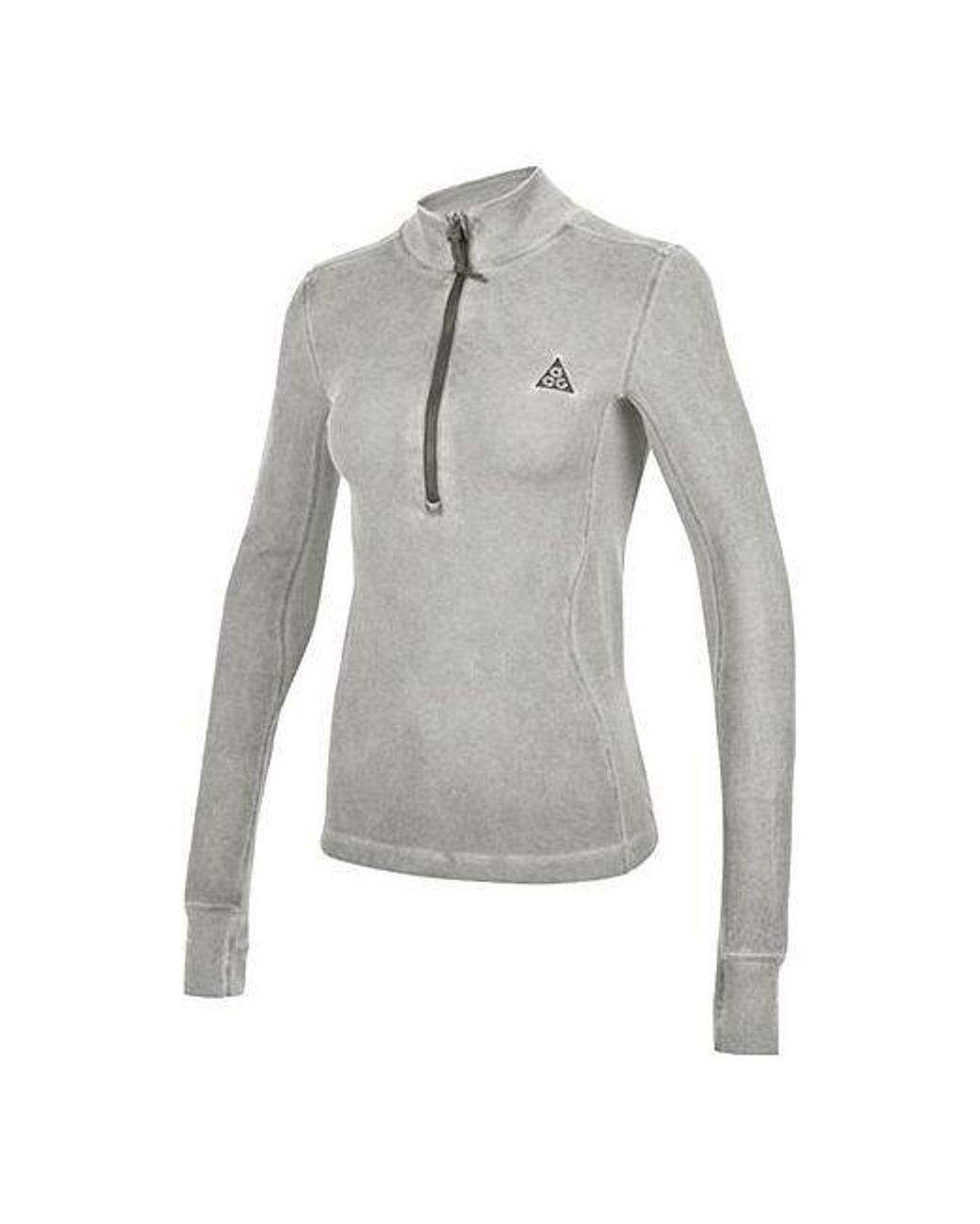 Nike Gray (Wmns) Acg Steeple Rock Half Zipper Slim Fit Long Sleeves T-Shirt