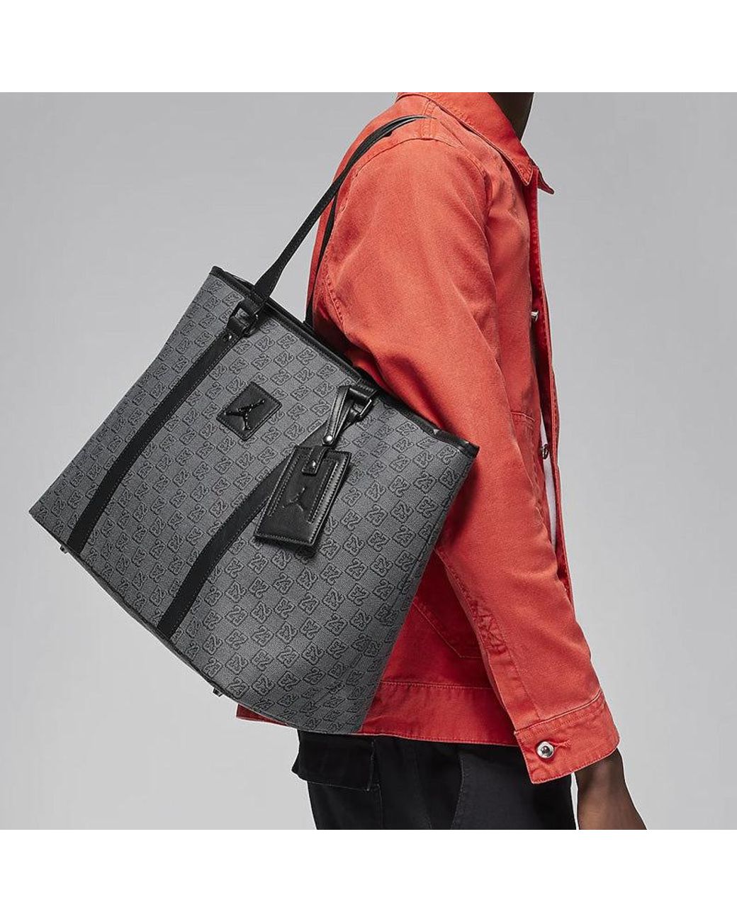 Nike Gray Monogram Tote Bag (32L) for men