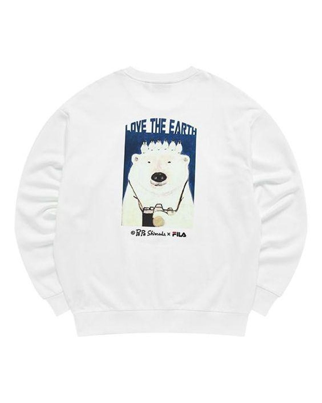 Fila Blue X Pepe Shimada Crossover Cartoon Printing Sports Round Neck Pullover for men