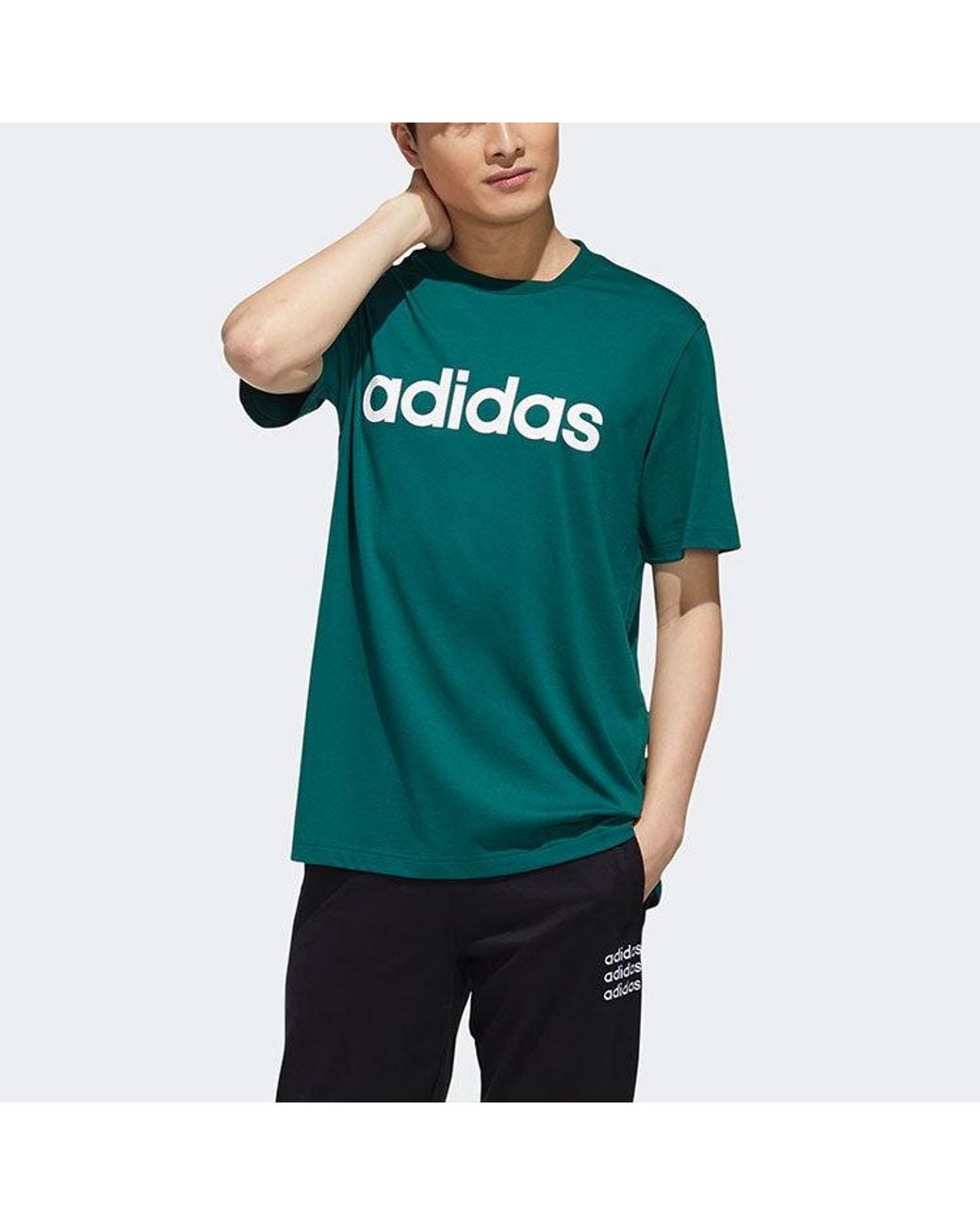 Adidas Green Neo Sports Round Neck Short Sleeve for men