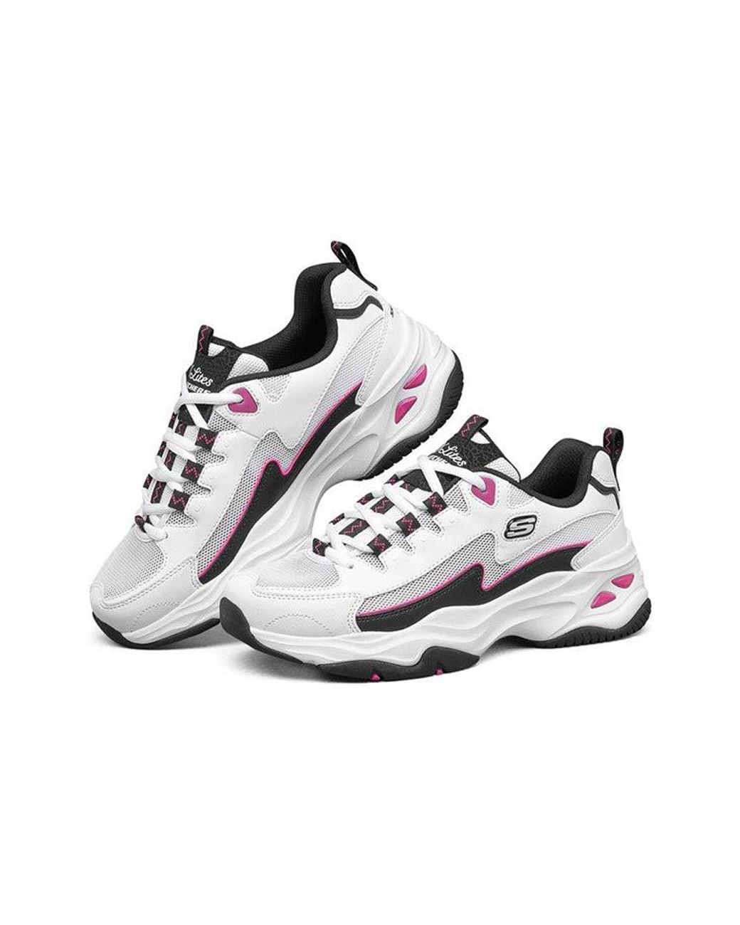 Skechers White (Wmns) D'Lites 4.0 Low Running Shoes Gs
