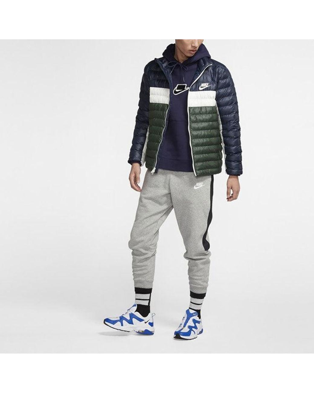 Nike Blue Athleisure Casual Sports Stand Collar Protection Against Cold Stay Warm Jacket Colorblock for men