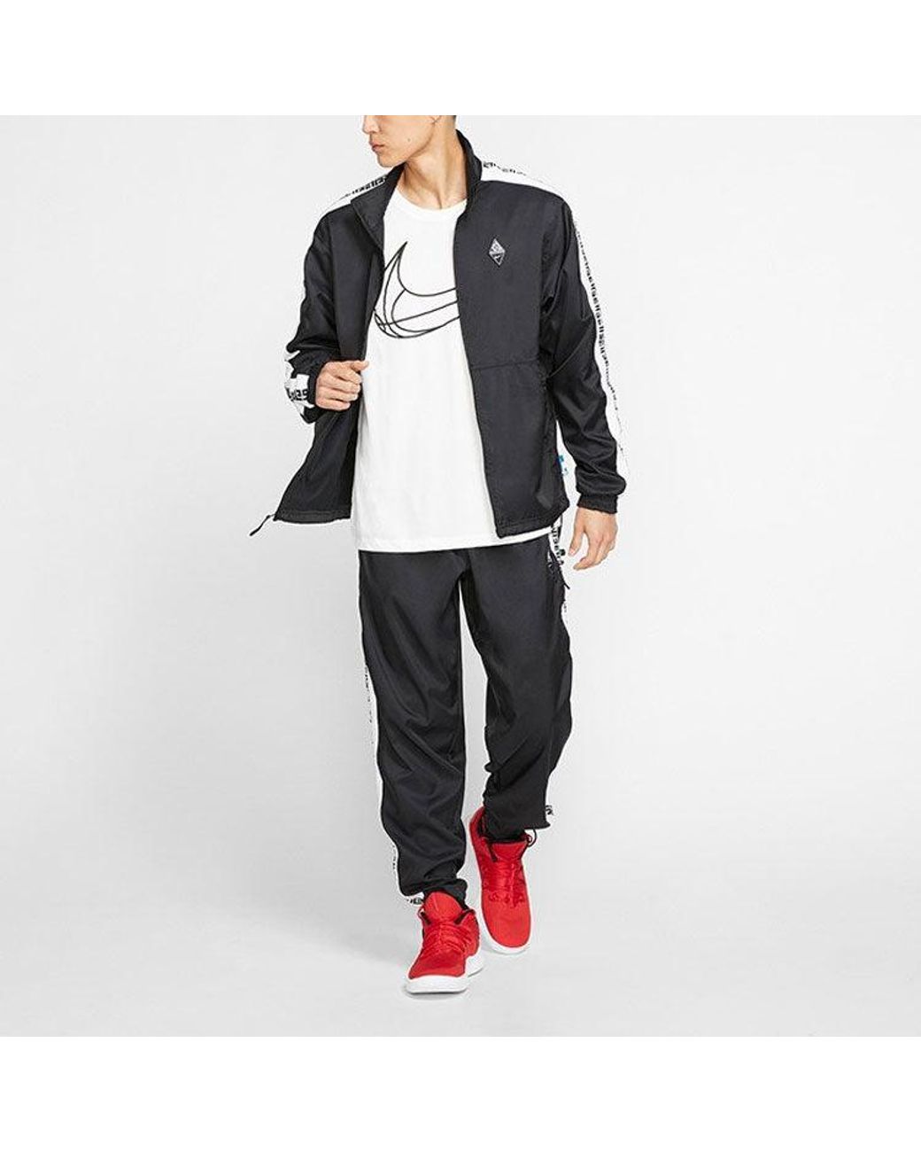 Nike Black Zipper Casual Sports Stand Collar Jacket for men