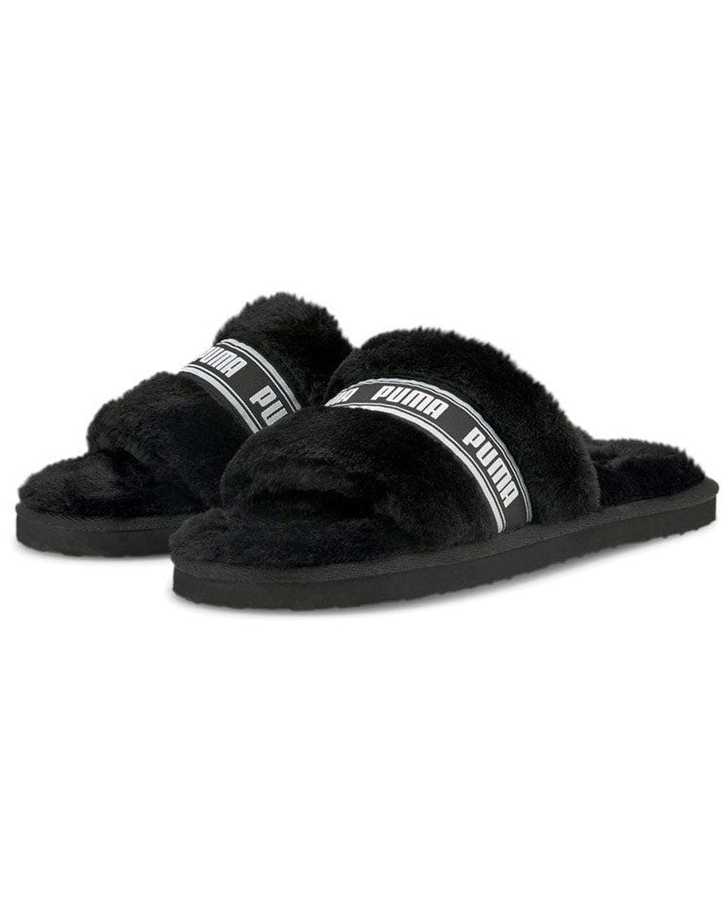 PUMA Black Fluff Slides