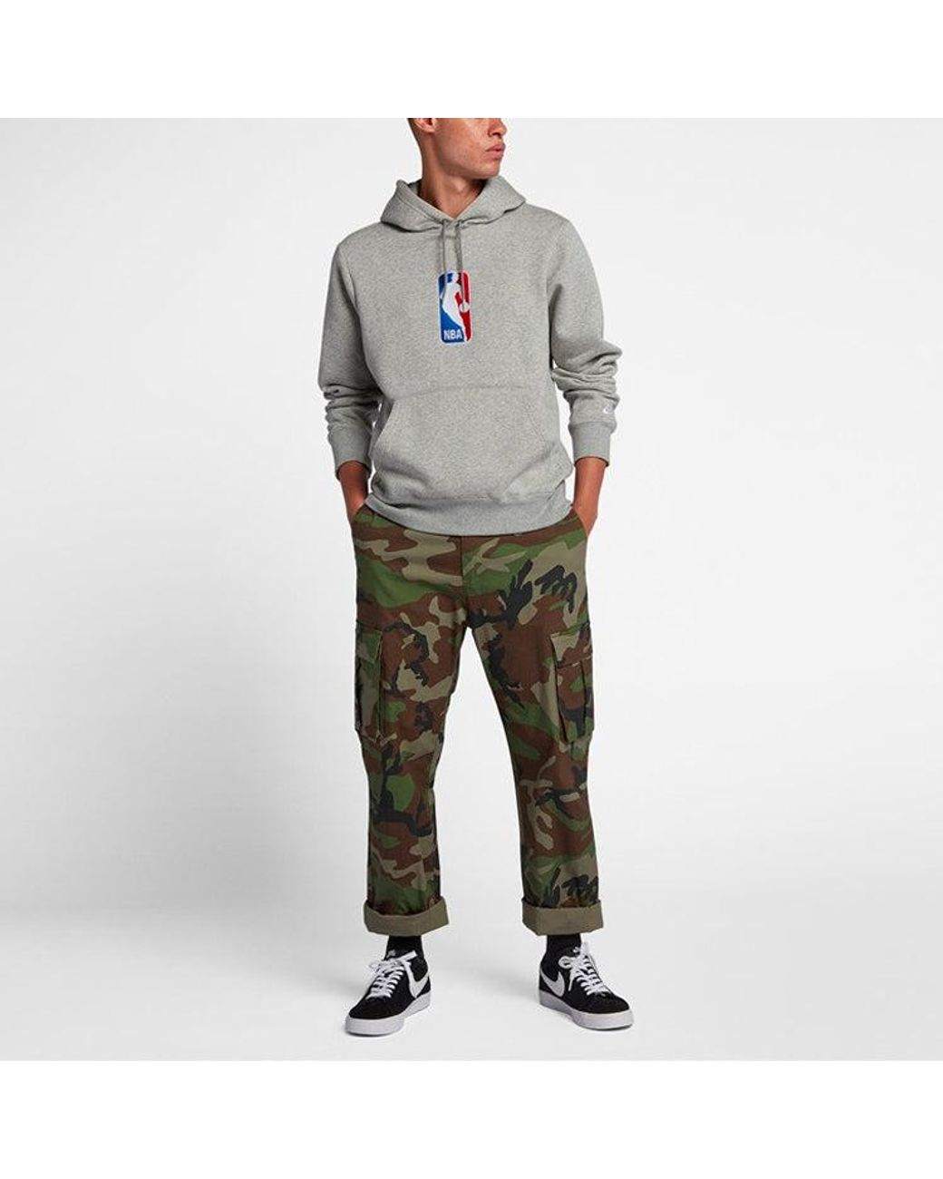 Nike Gray Sb X Nba Crossover Casual Sports Hooded Printing for men