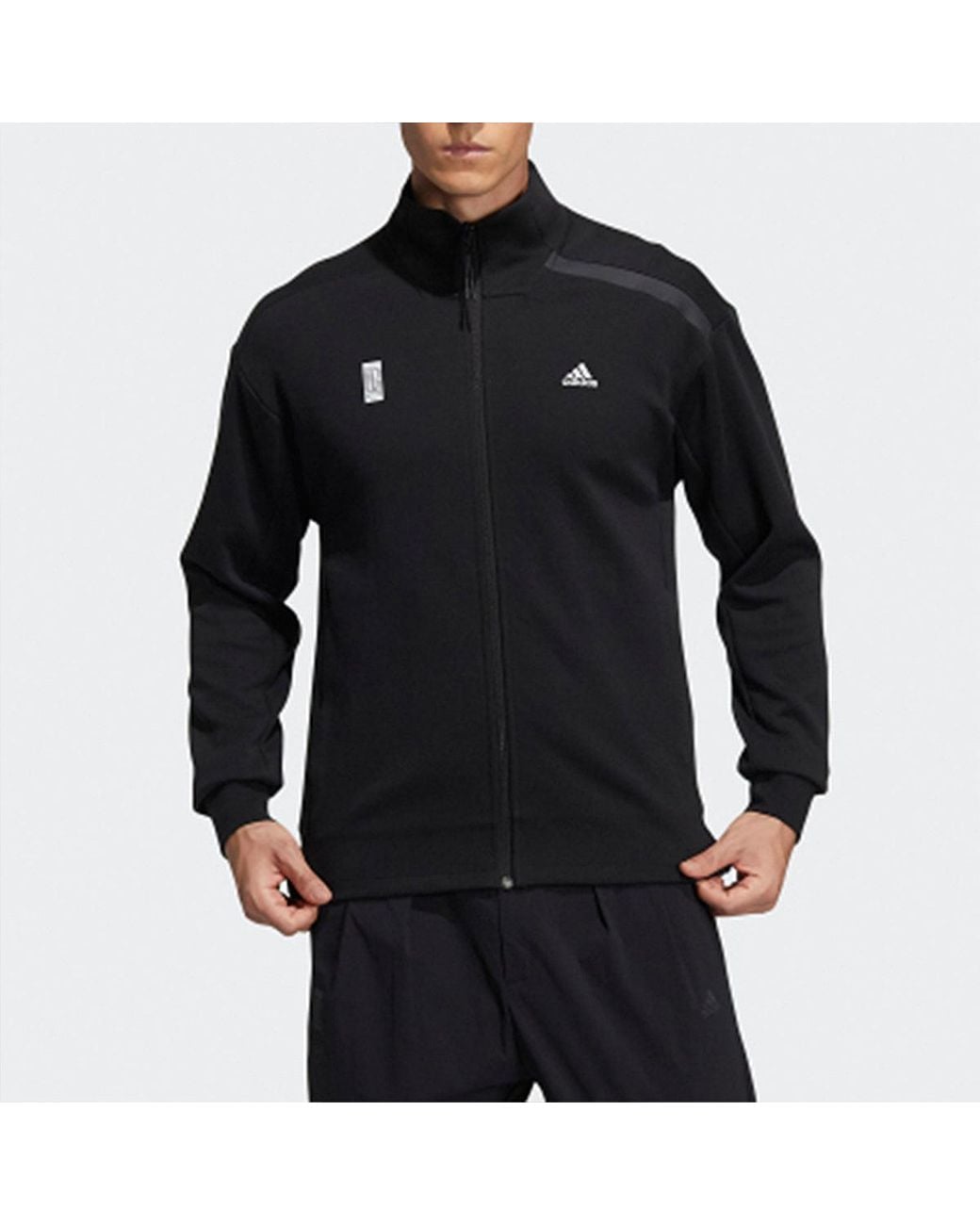 Adidas Blue Wj Tt Swt Casual Sports Stand Collar Jacket for men