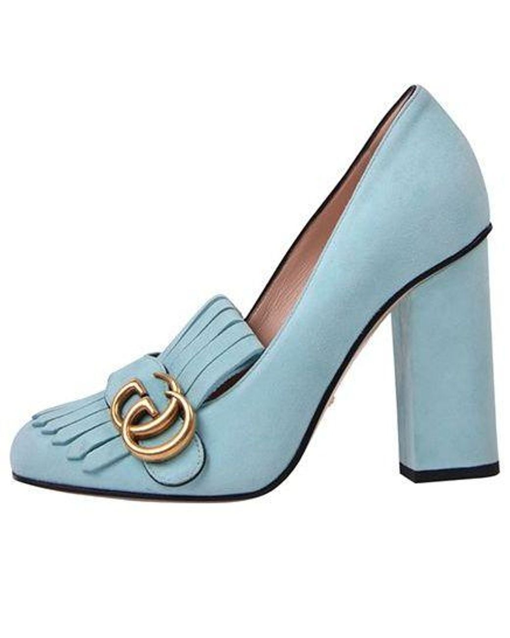 Gucci Blue (Wmns) Marmont Suede Heels 'Light'