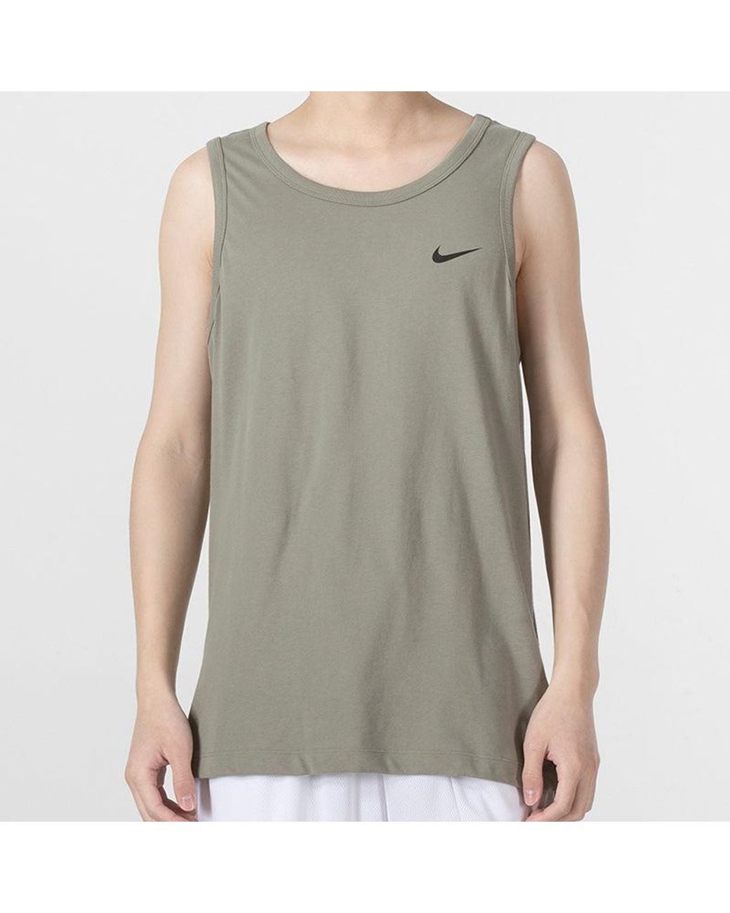 Nike Green As Nk Df Tank Dfc Solid Solid Color Quick Dry Breathable Running Basketball Training Light Army Vest for men
