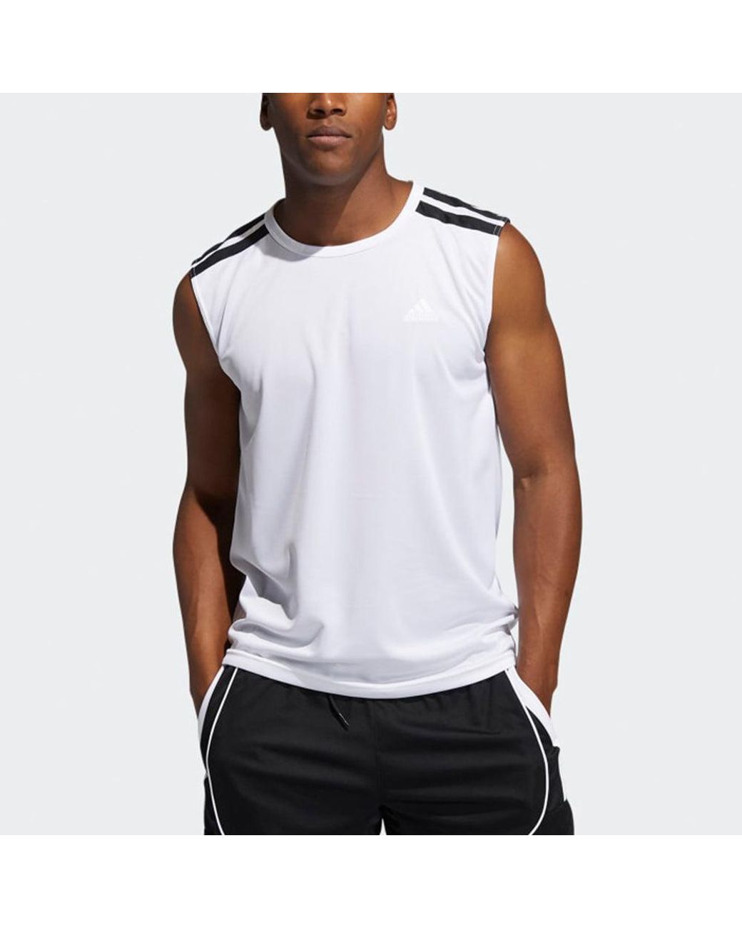 Adidas White All World Sl 2.0 Basketball Vest for men