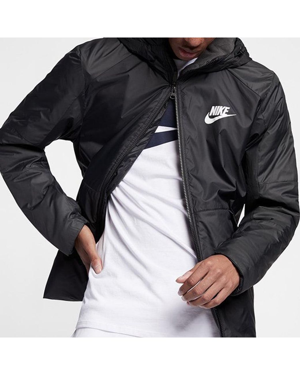 Nike Blue Casual Sports Stay Warm Hooded Padded Jacket for men
