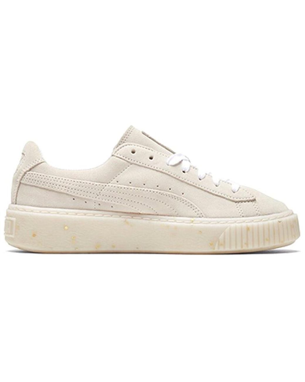 PUMA White (Wmns) Suede Platform Buff/ Board Shoes