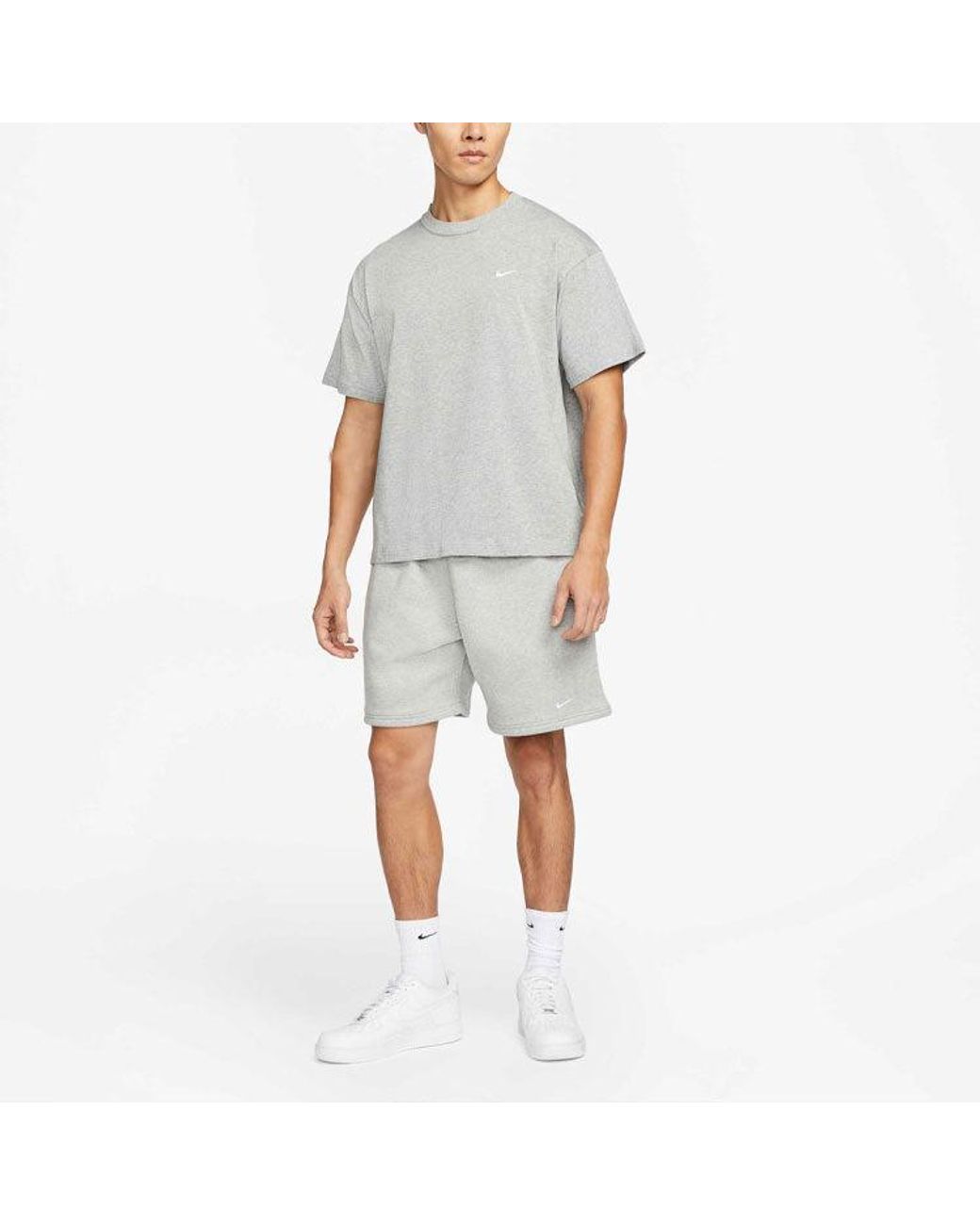 Nike Gray Solid Color Logo Straight Loose Casual Shorts