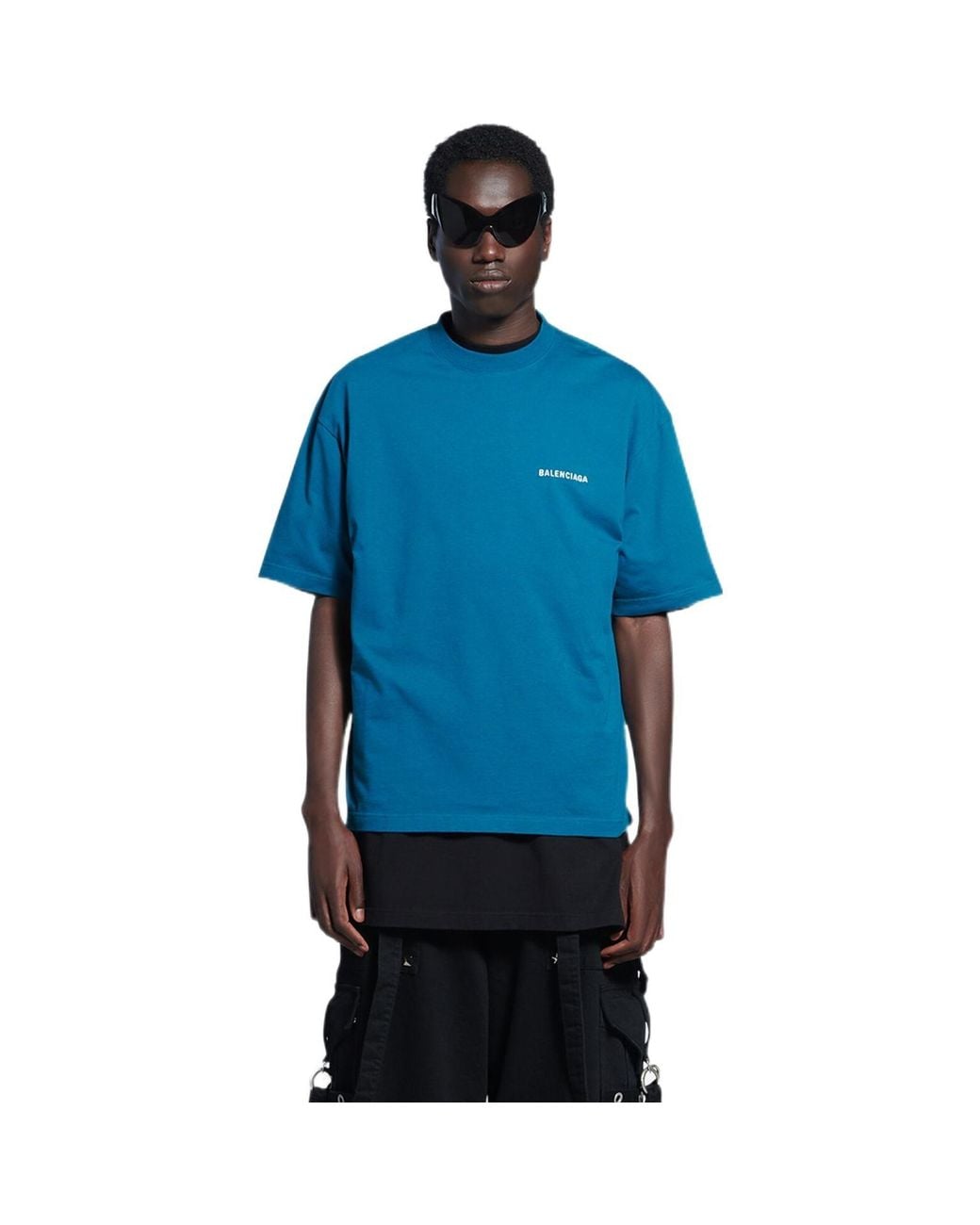 Balenciaga Blue Logo T-Shirt Medium Fit for men