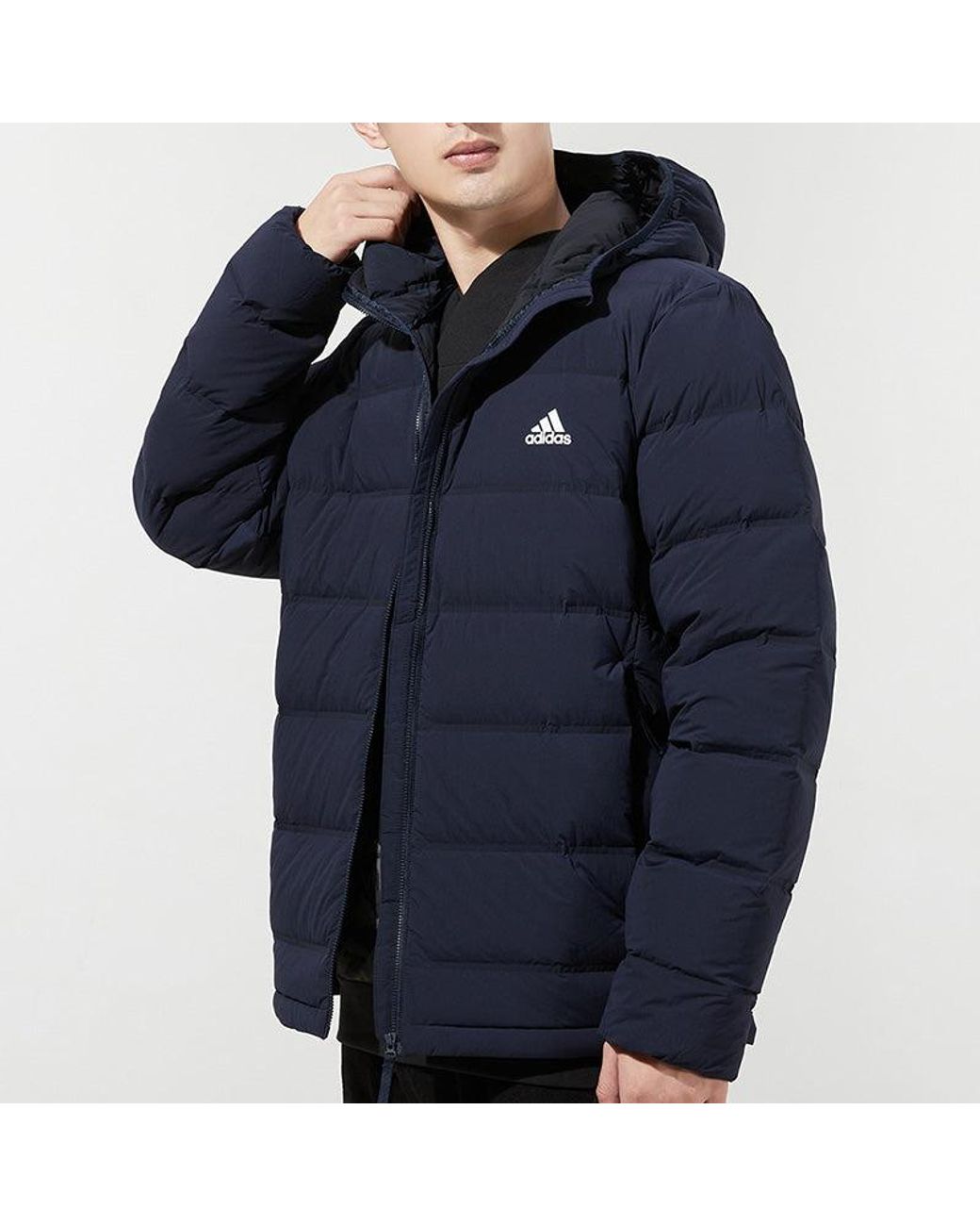 Adidas Blue Helionic S H J Outdoor Sports Hooded Down Jacket for men