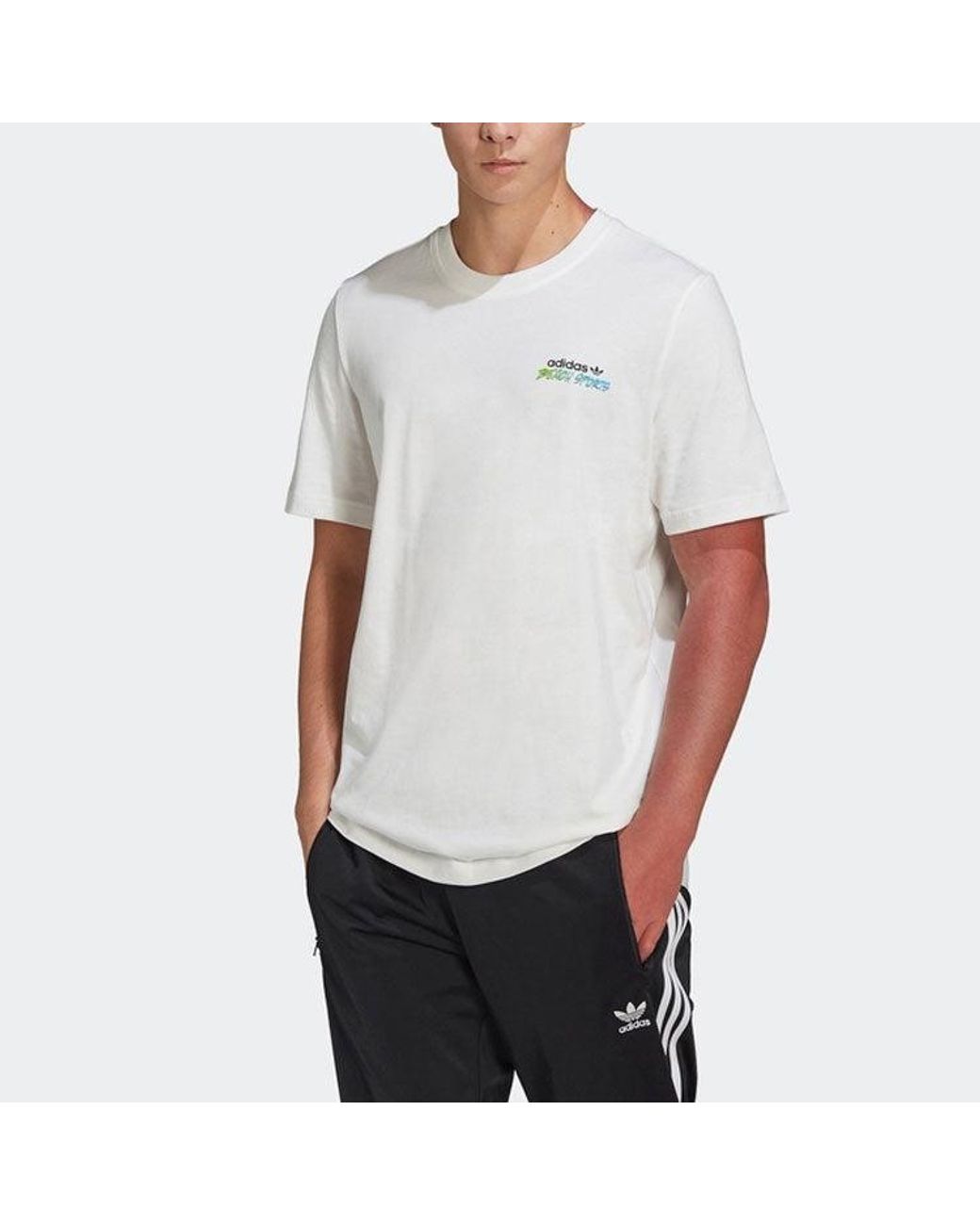 Adidas White Originals Graphic Stoked Fish Flowers T-Shirt Multi-Color' for men