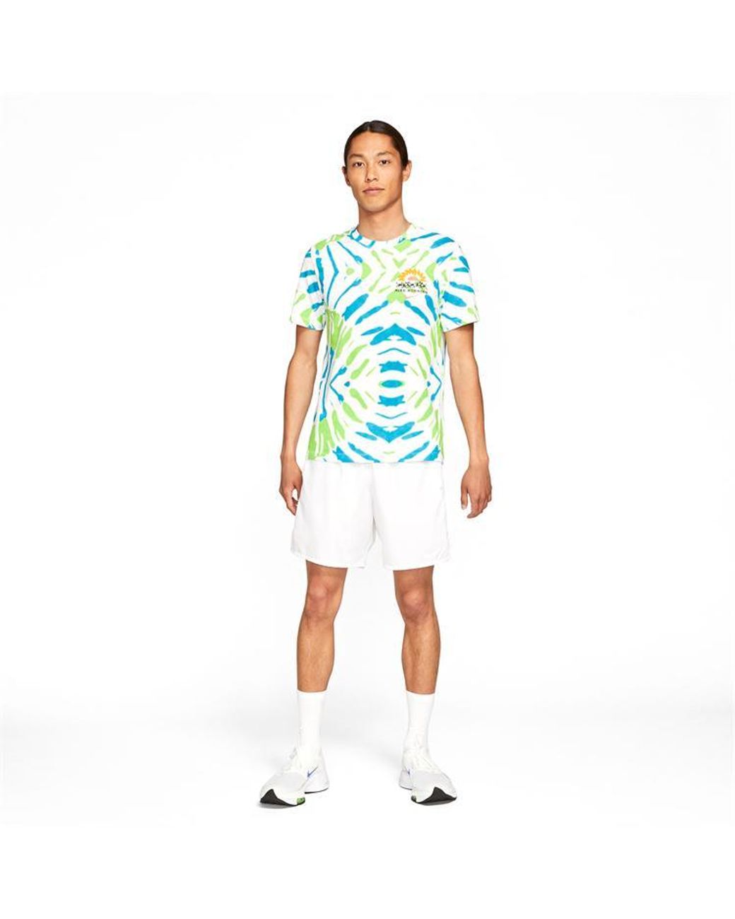Nike Blue Dri-Fit Quick Dry Knit Printing Sports Short Sleeve for men