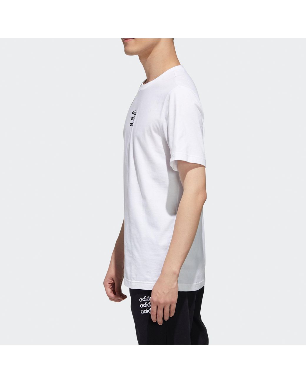 Adidas White Neo M Ctee Casual Round Neck Short Sleeve for men