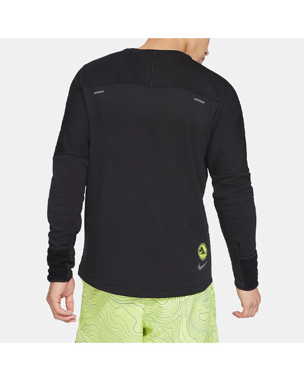 Nike Black Sphere Element Sports Running Printing Pattern Round Neck Long Sleeves for men