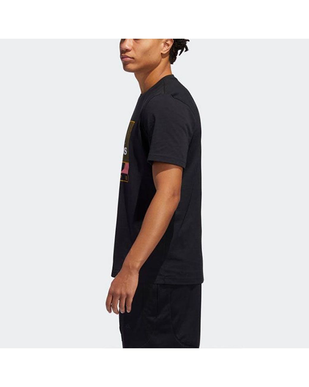 Adidas Black Basketball Sports Round Neck Short Sleeve for men
