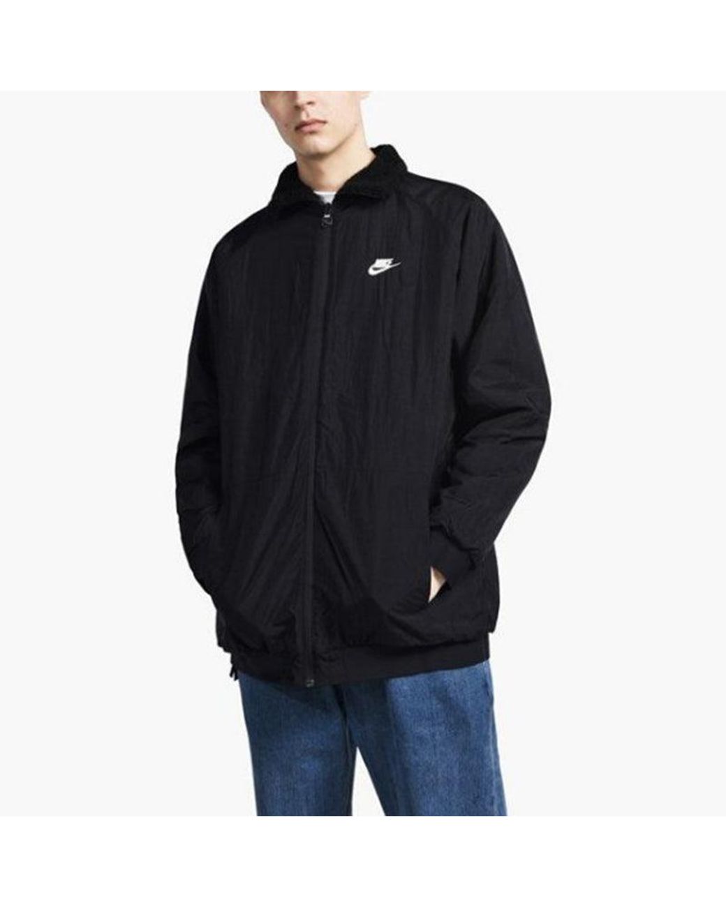Nike Black Big Swoosh Reversible Boa Jacket Asia Sizing for men