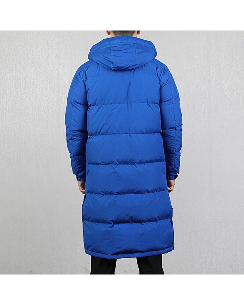 Adidas Blue 3St Long Parka Windproof Stay Warm Hooded Down Jacket for men