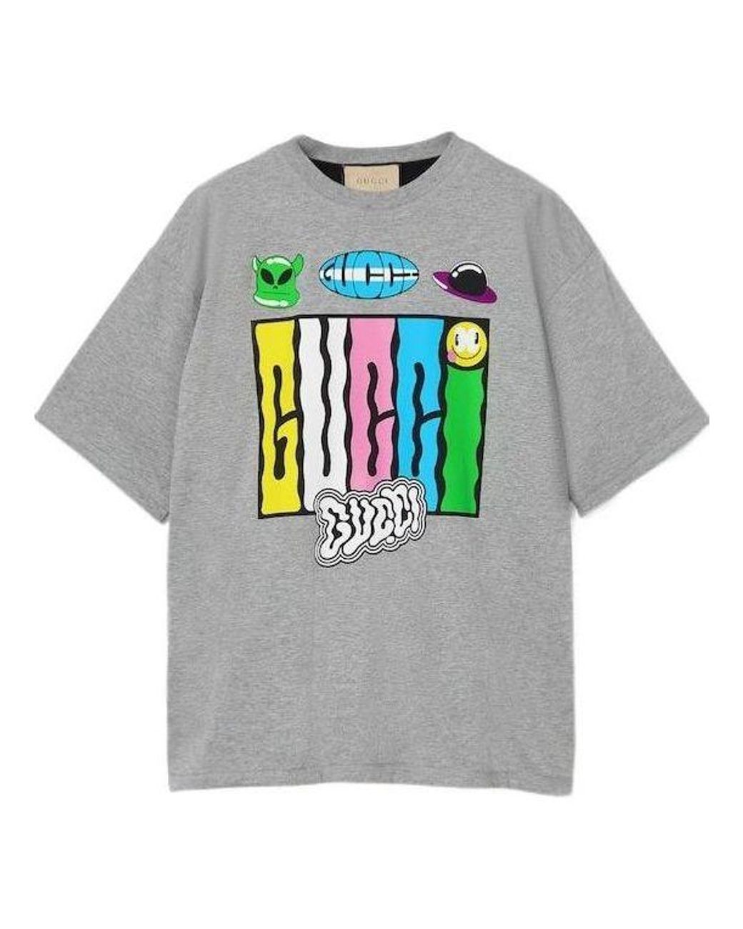 Gucci Gray Reversible Cotton Jersey T-Shirt for men