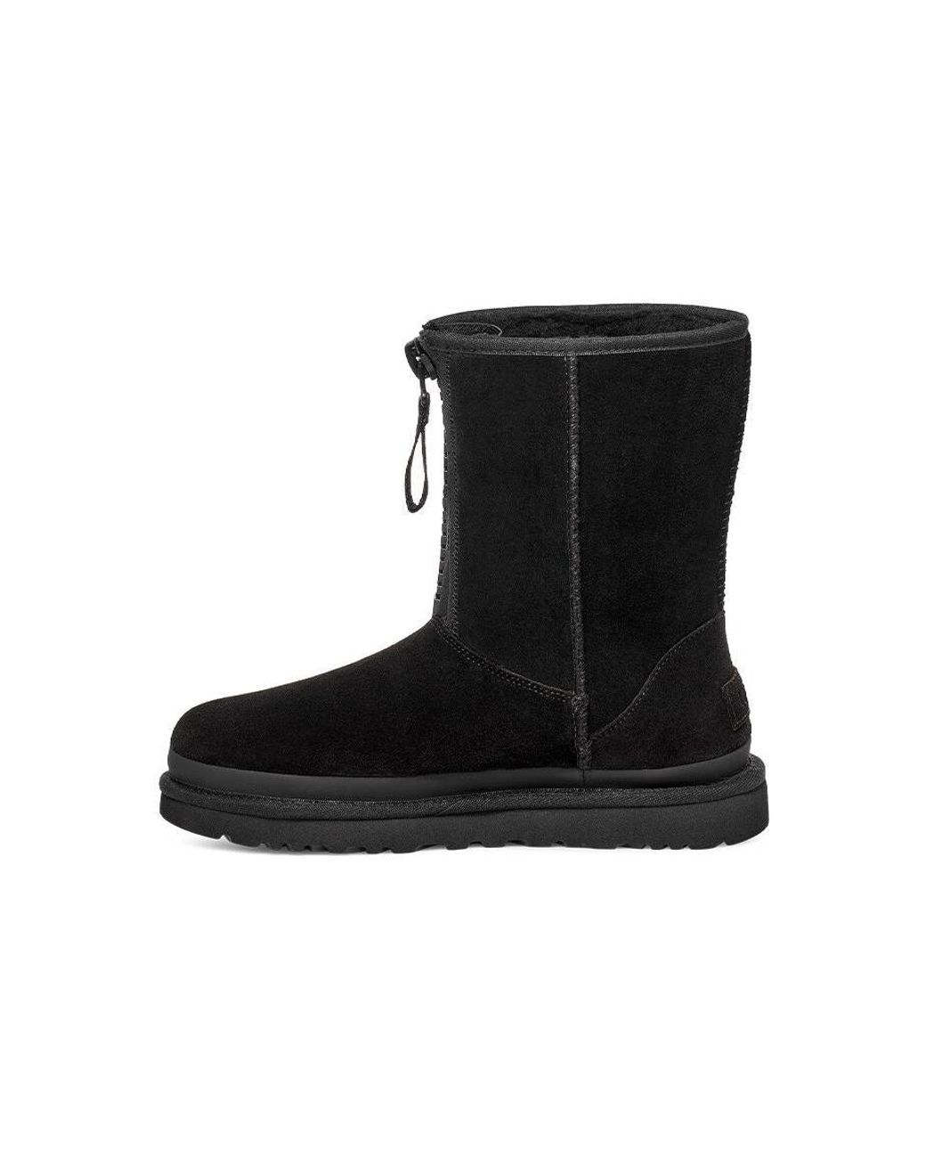 Ugg Black (Wmns) Classic Short Zipper Tape Logo Boot