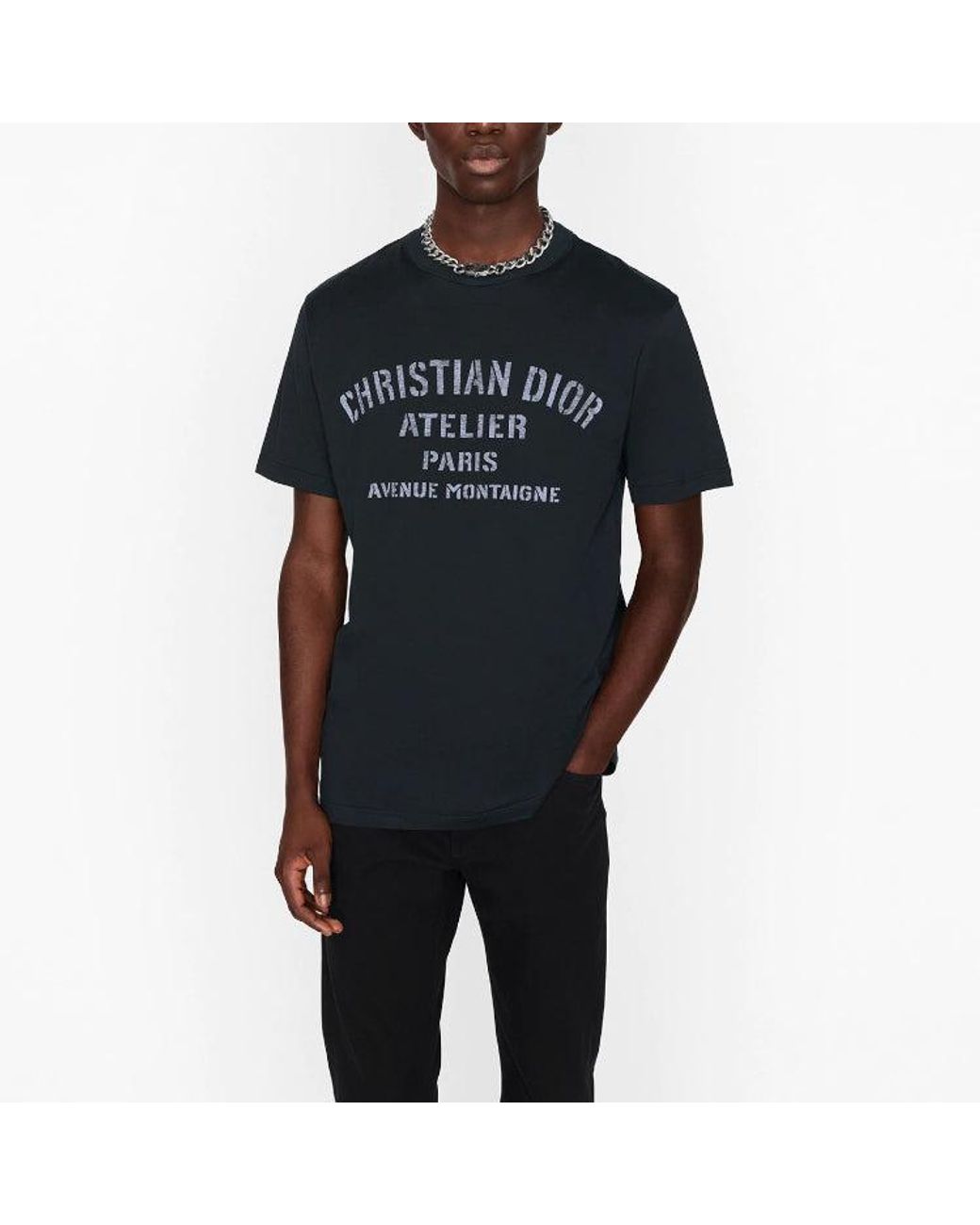 Dior Blue Knit Round Neck Short Sleeve for men