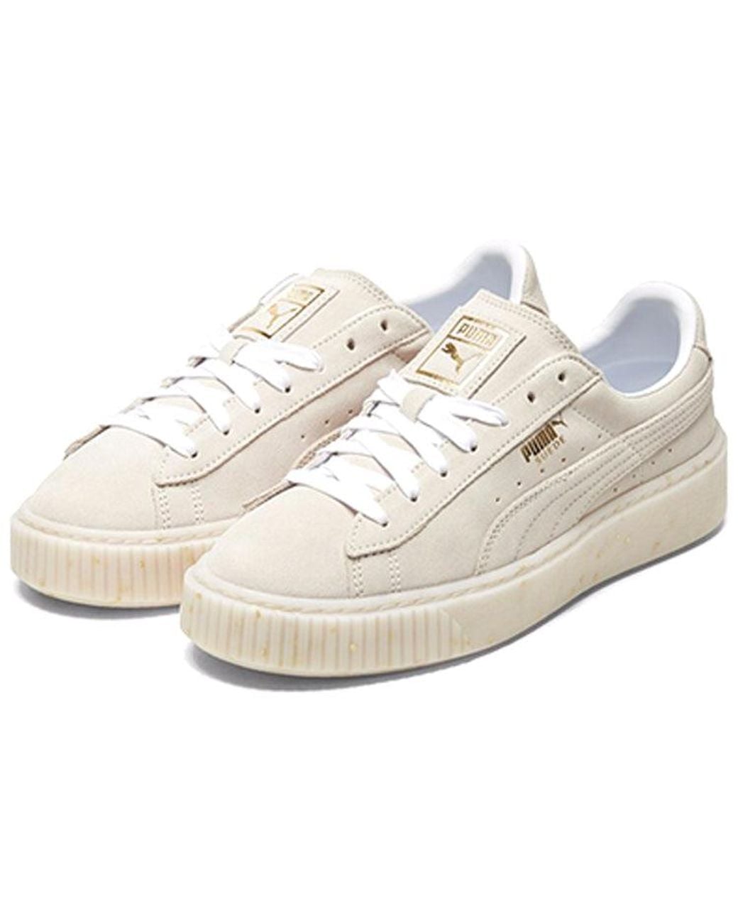 PUMA White (Wmns) Suede Platform Buff/ Board Shoes