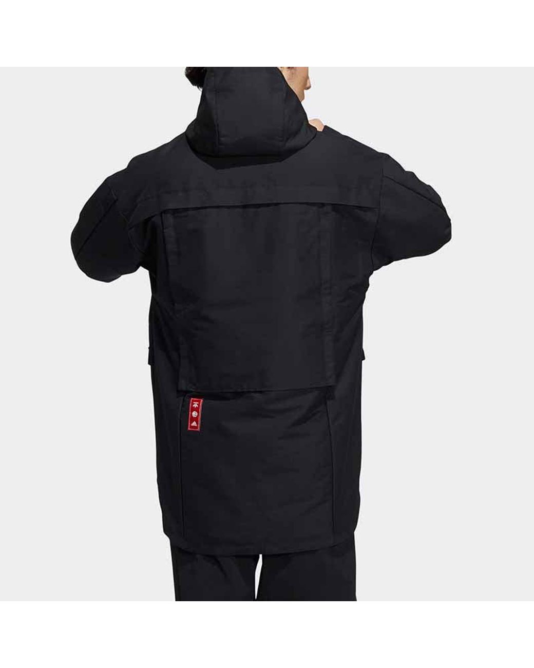 Adidas Black Cny Jkt Top Sports Training Printing Hooded Fleece Lined Woven Jacket for men