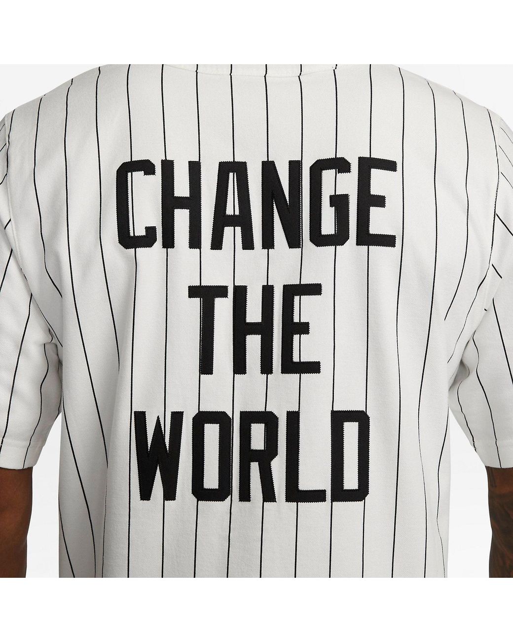 Nike Gray Change The World 42 Baseball Jersey for men