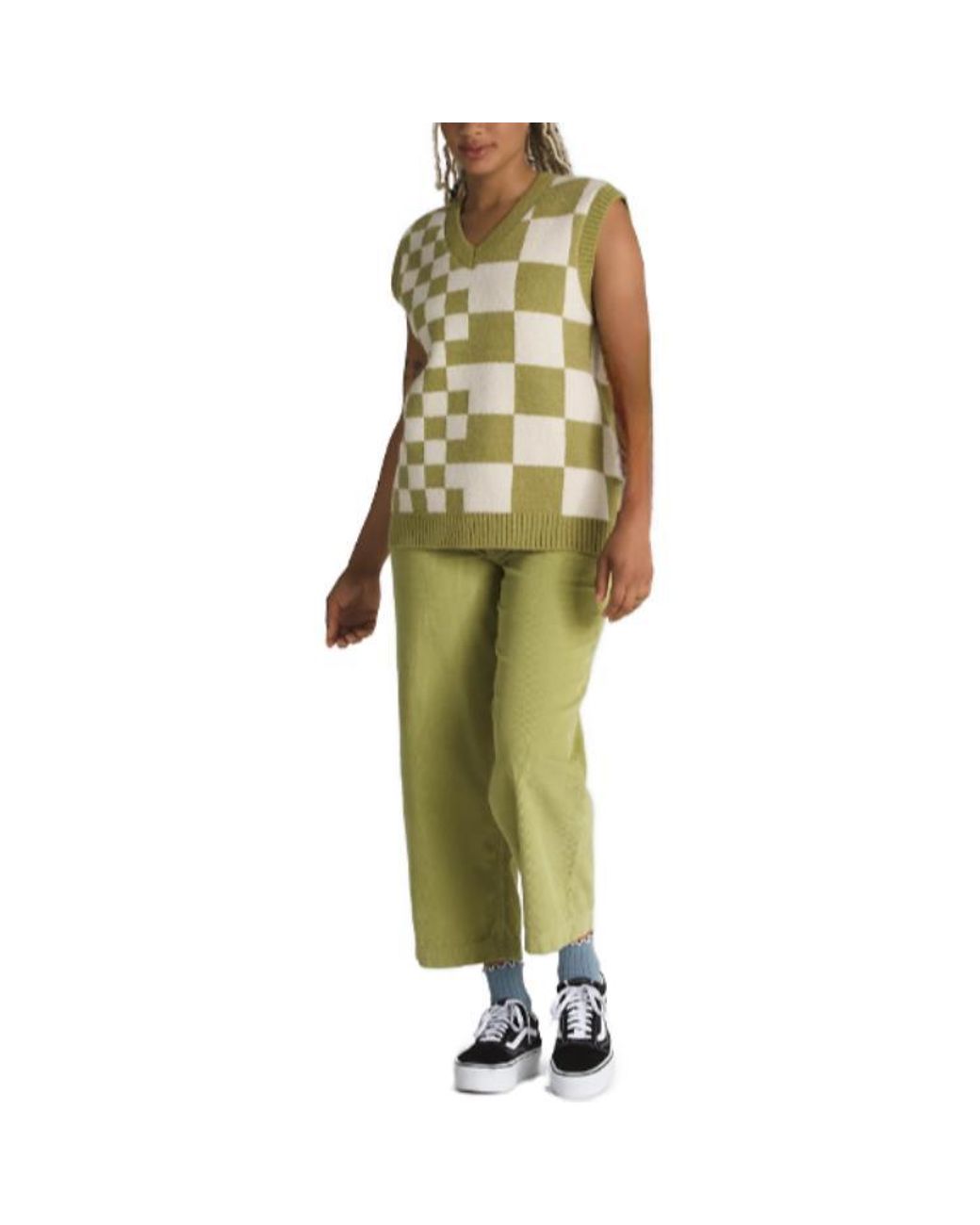 Vans Green (Wmns) Courtyard Checker Sweater Vest