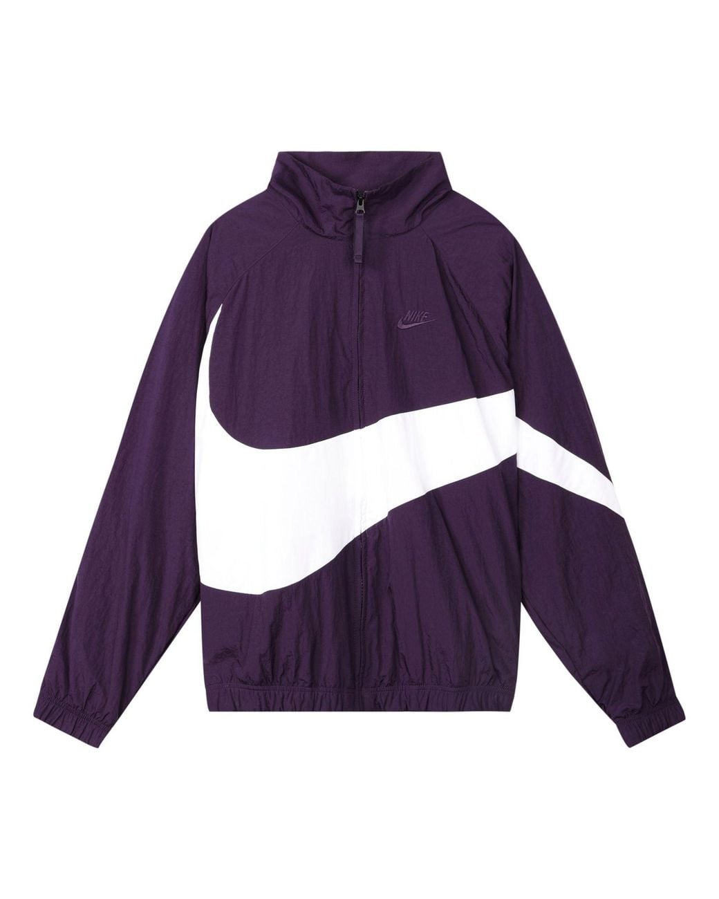 Nike Purple Big Swoosh Sportswear Full Cardigan Woven Stand Collar Jacket For for men
