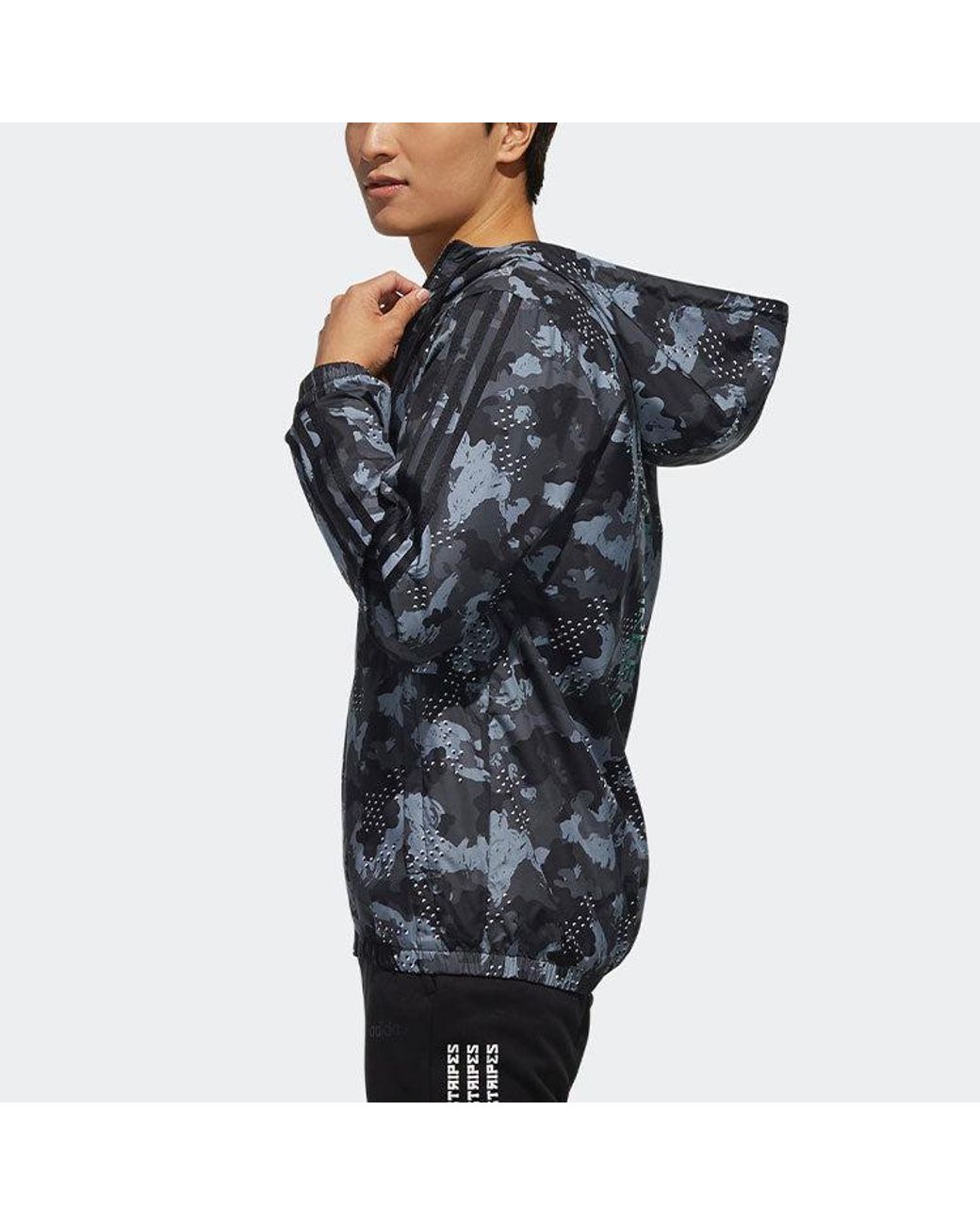 Adidas Blue Camouflage Hooded Casual Woven Jacket for men