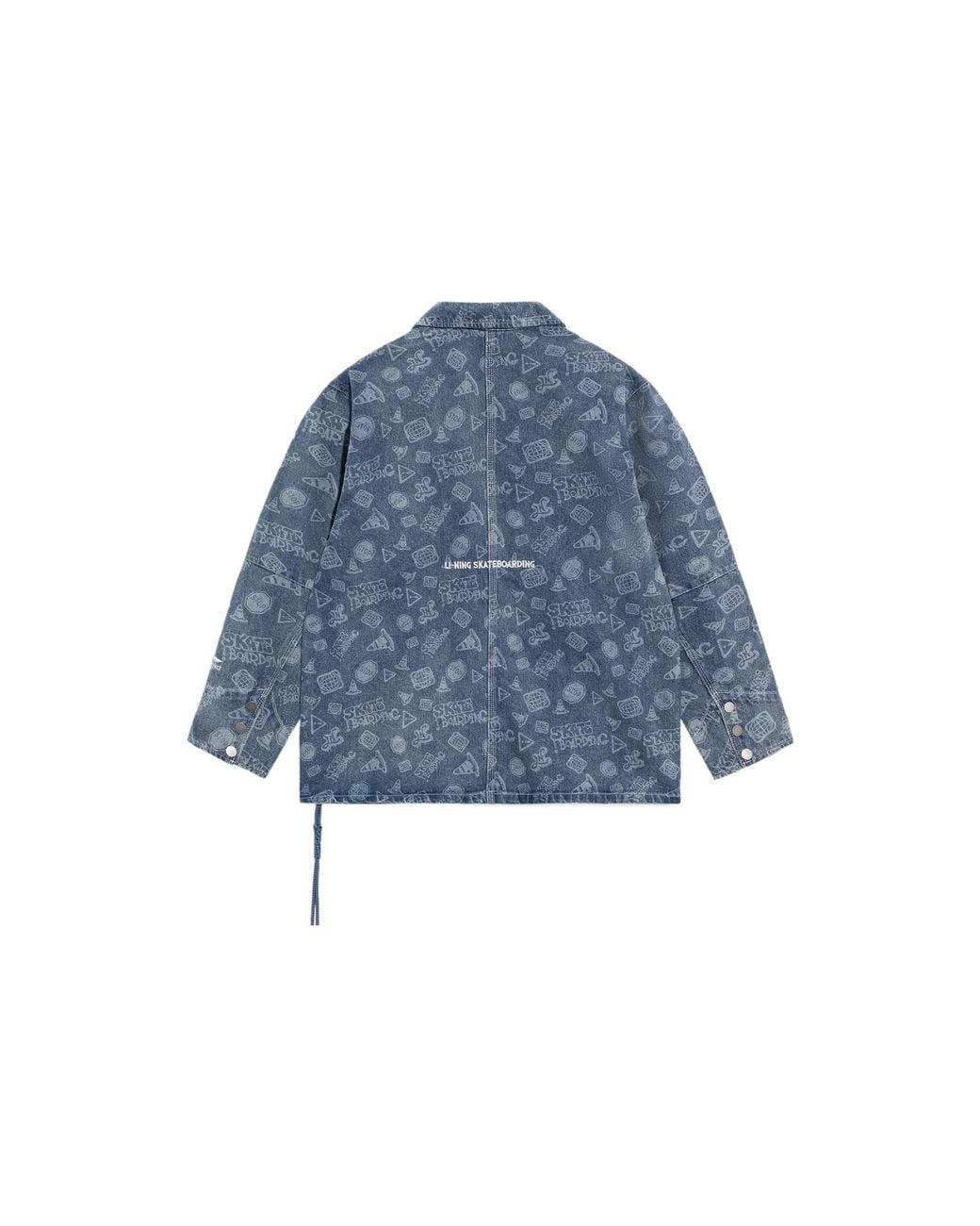 Li-ning Blue Skateboard Series Full Print Washed Denim Jacket 'Light' for men