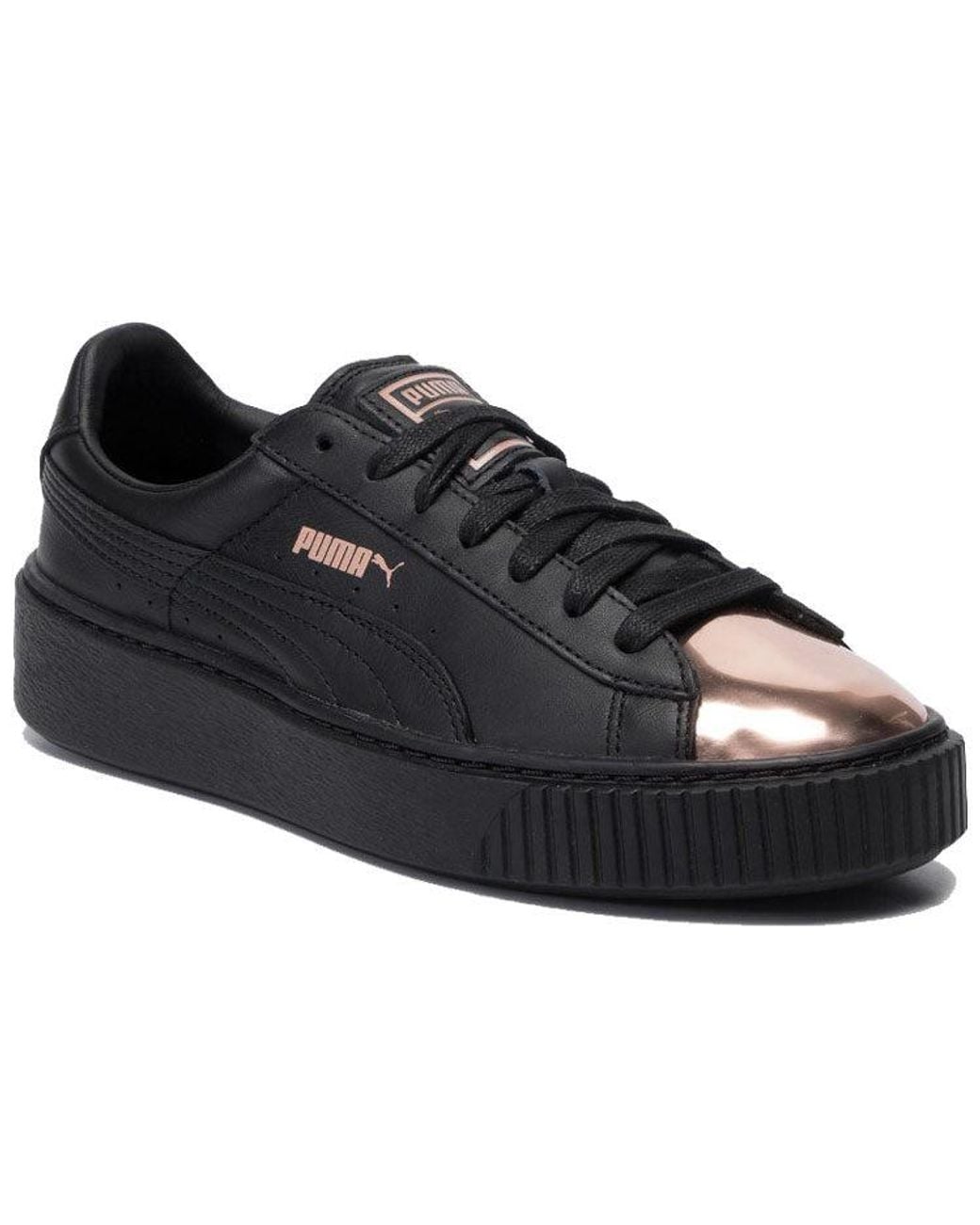 PUMA Black (Wmns) Basket Platform Metallic Rose'