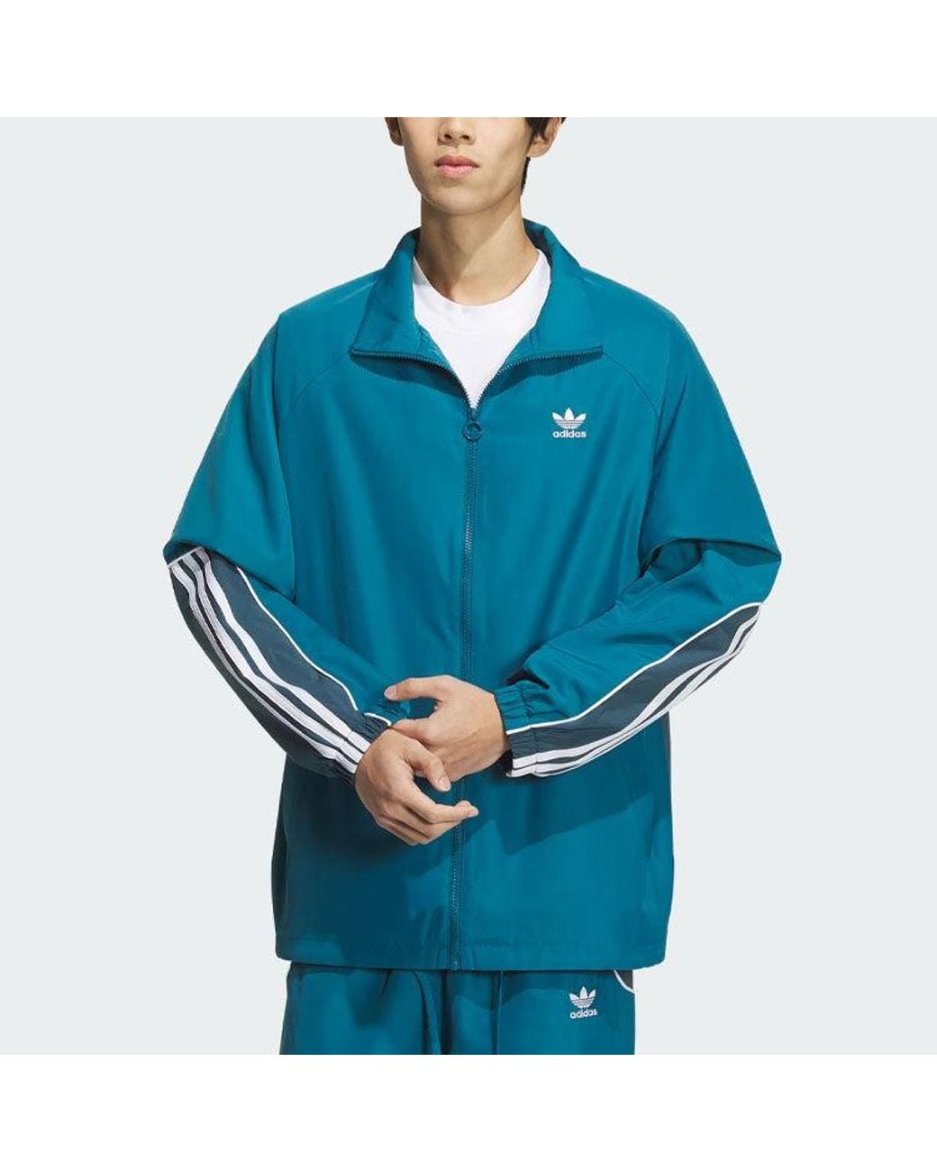 Adidas Blue Originals 3-Stripes Coach Jacket Asia Sizing for men