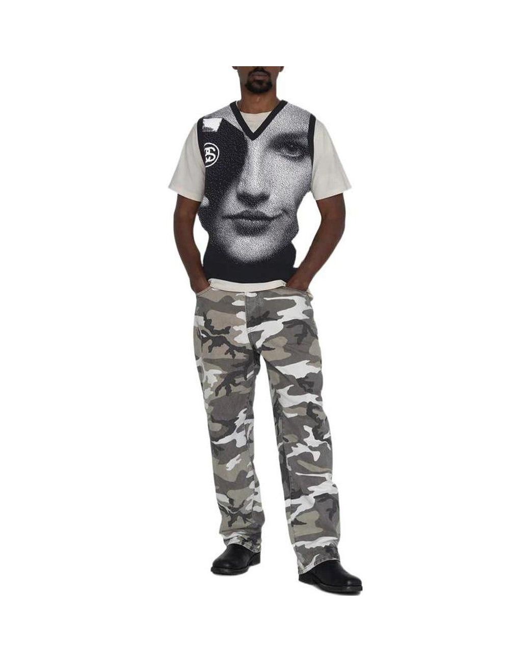 Stussy Black Photo Jacquard Vest for men