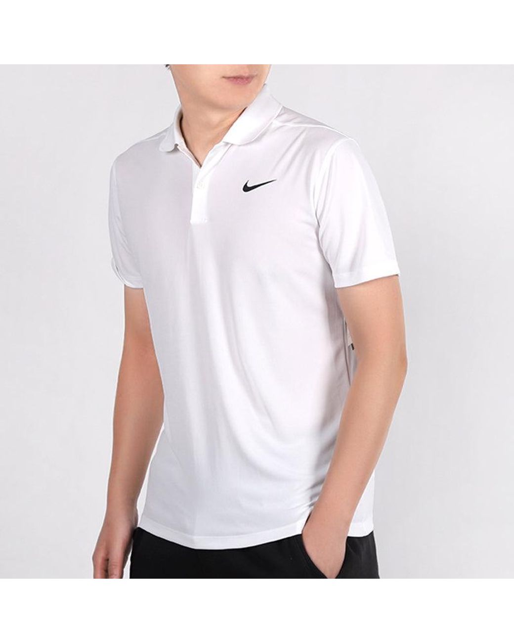 Nike White Dri-Fit Victory Slim Fit Version Golf Lapel Short Sleeve Polo Shirt for men