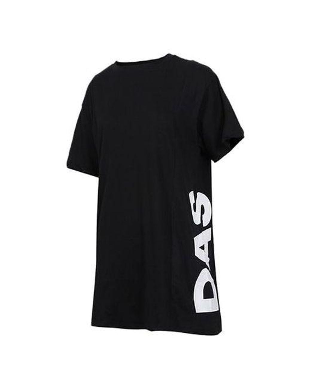 Adidas Black (Wmns) Side Large Alphabet Printing Short Sleeve