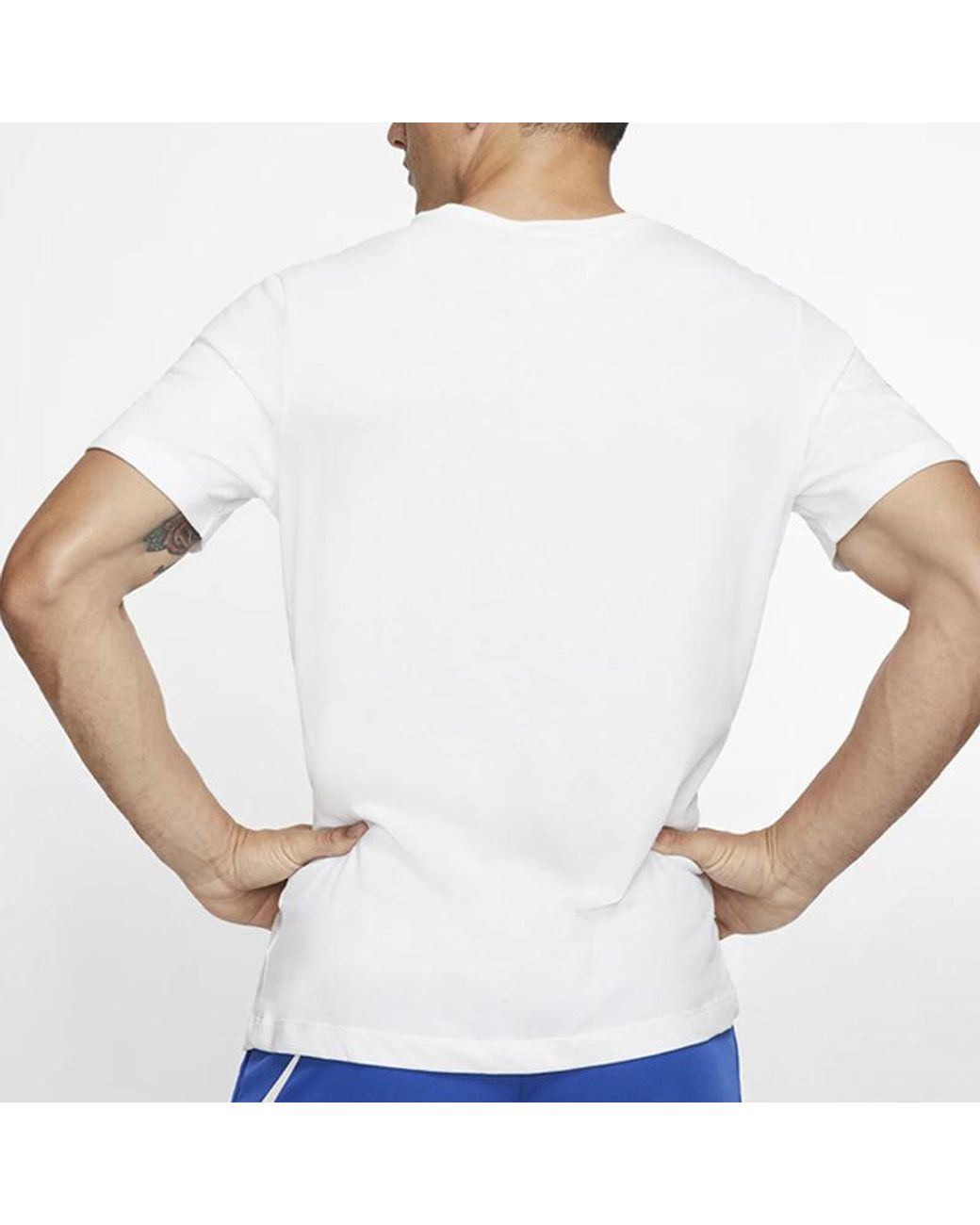 Nike White Dri-Fit Training Sports Quick Dry Round Neck Short Sleeve for men