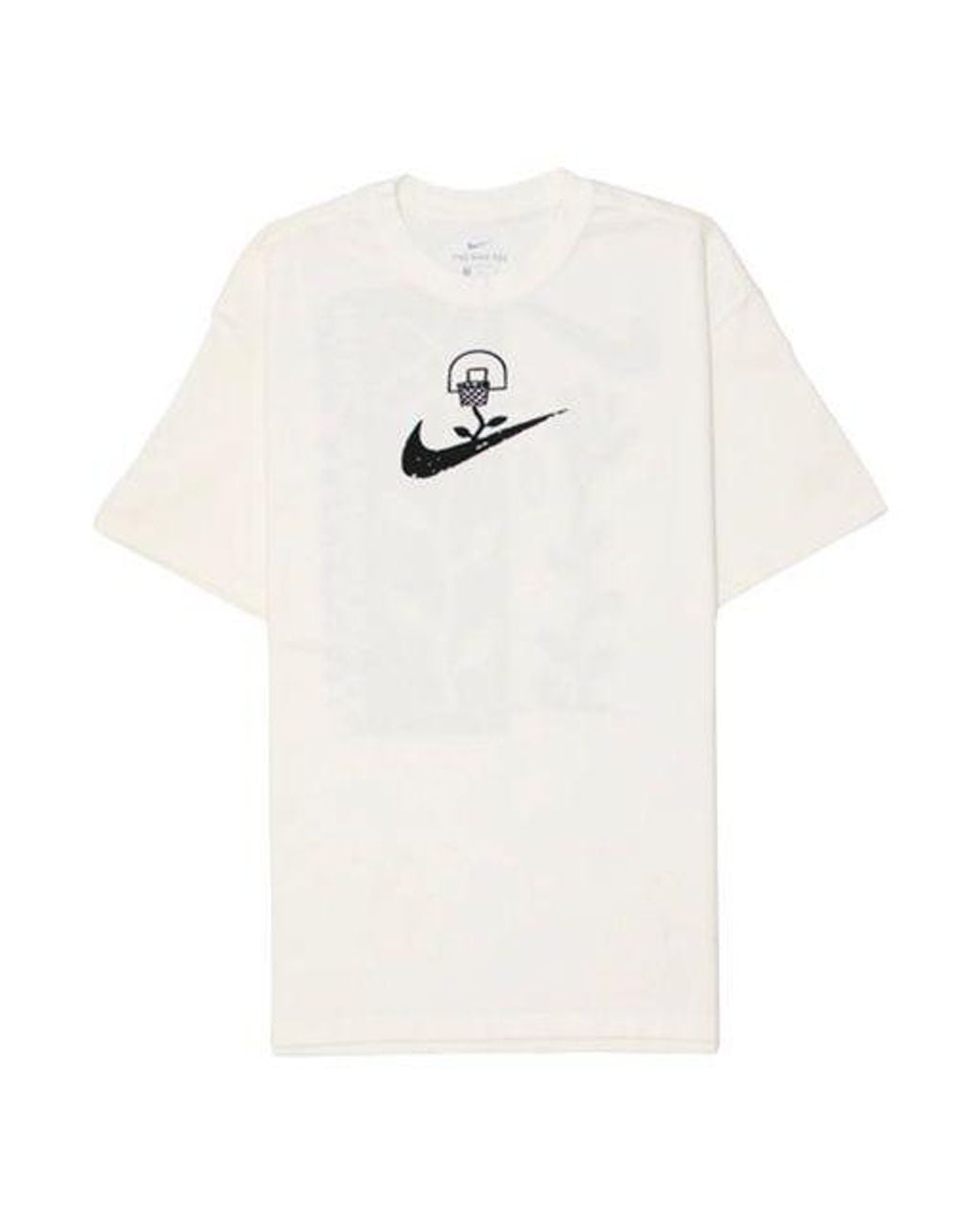 Nike White Basketball Sports Graffiti Printing Short Sleeve Us Edition Creamy for men