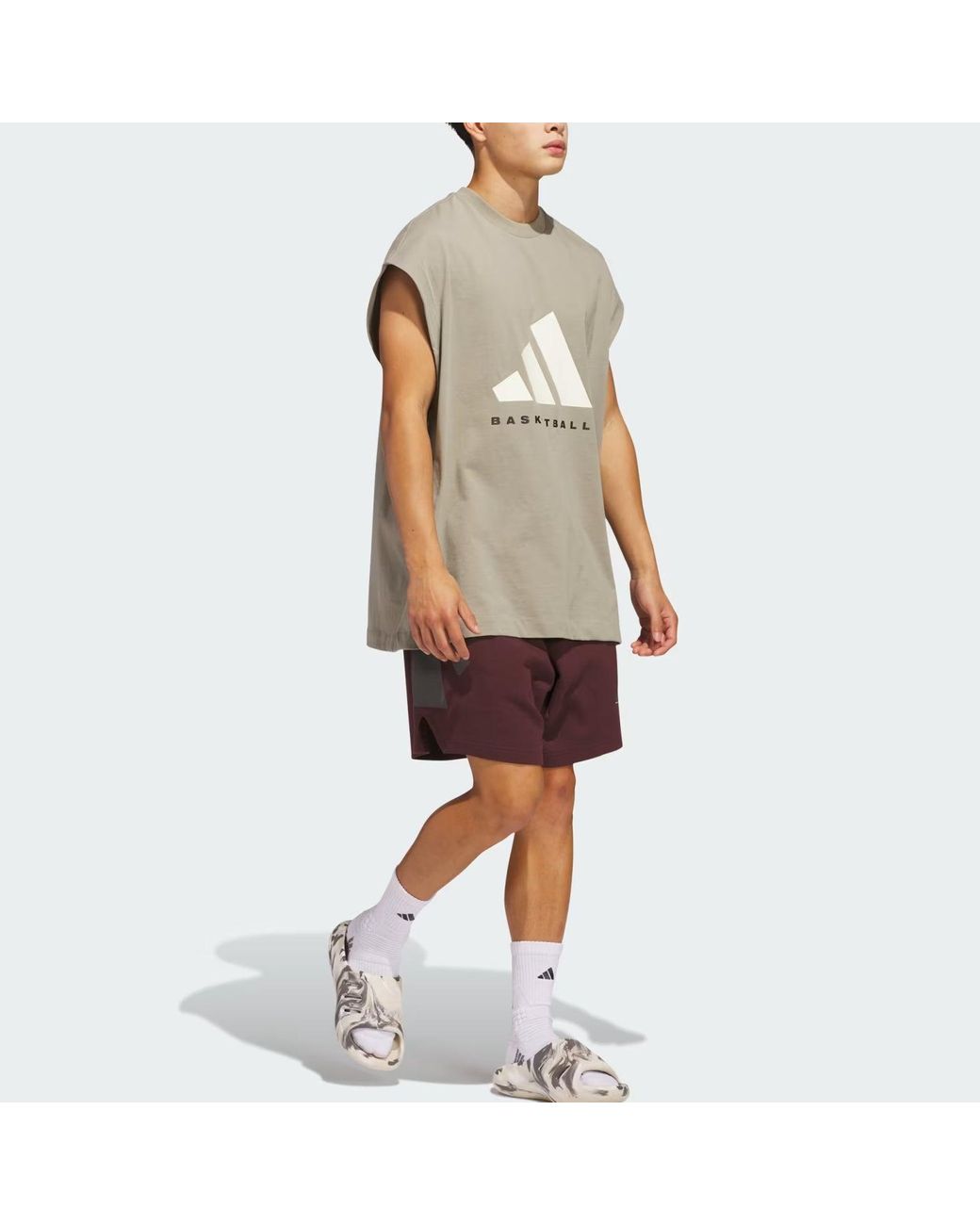 Adidas Gray Sleeveless Vest 'Putty' for men
