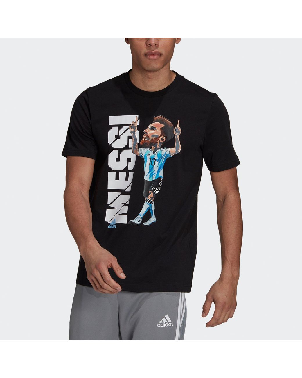 Adidas Black Messi Icon T M Soccer/Football Sports Short Sleeve for men