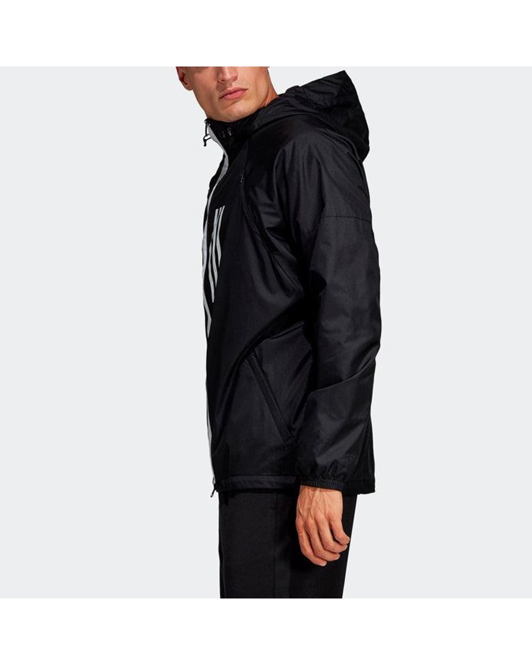 Adidas Black Outdoor Windproof Sports Hooded Jacket for men